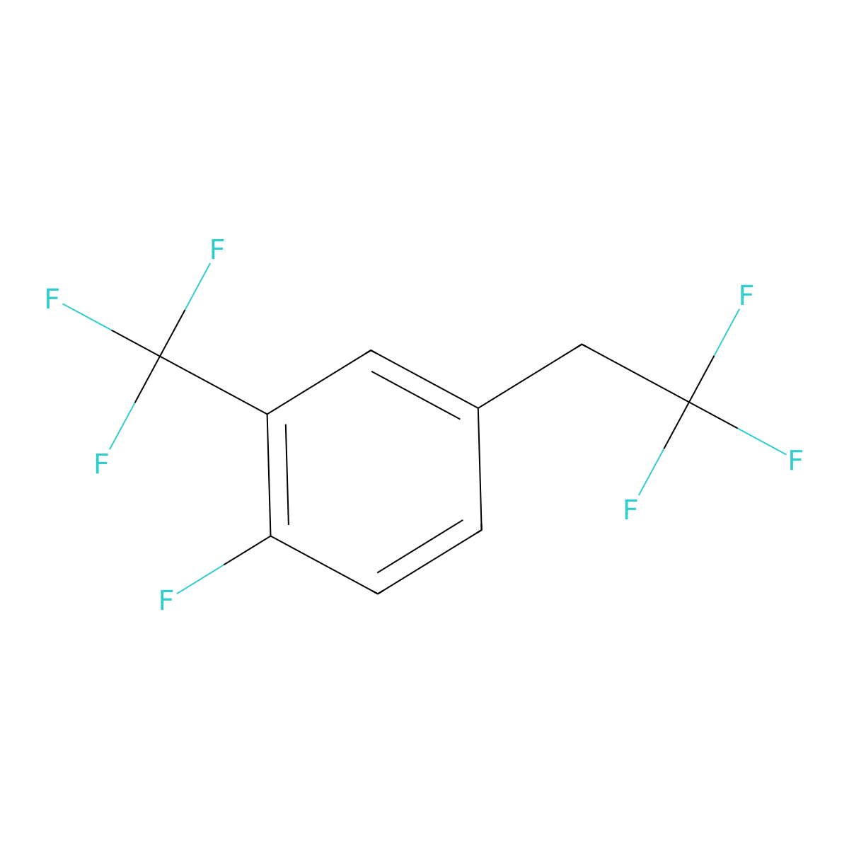 1-Fluoro-4-(2,2,2-trifluoroethyl)-2-(trifluoromethyl)benzene molecular structure, CAS 1099597-38-2