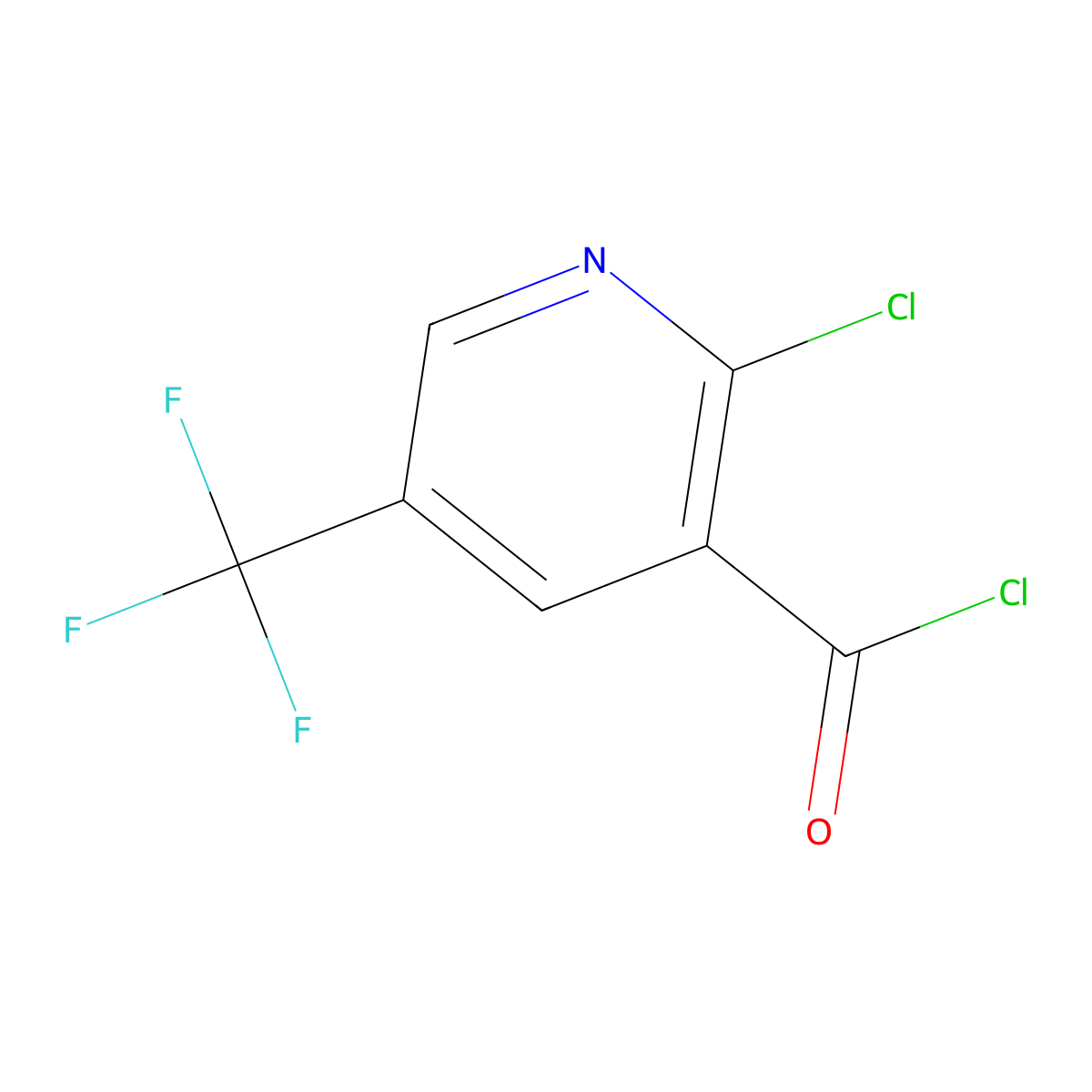 2-Chloro-5-(trifluoromethyl)pyridine-3-carbonyl chloride molecular structure, CAS 1099597-75-7