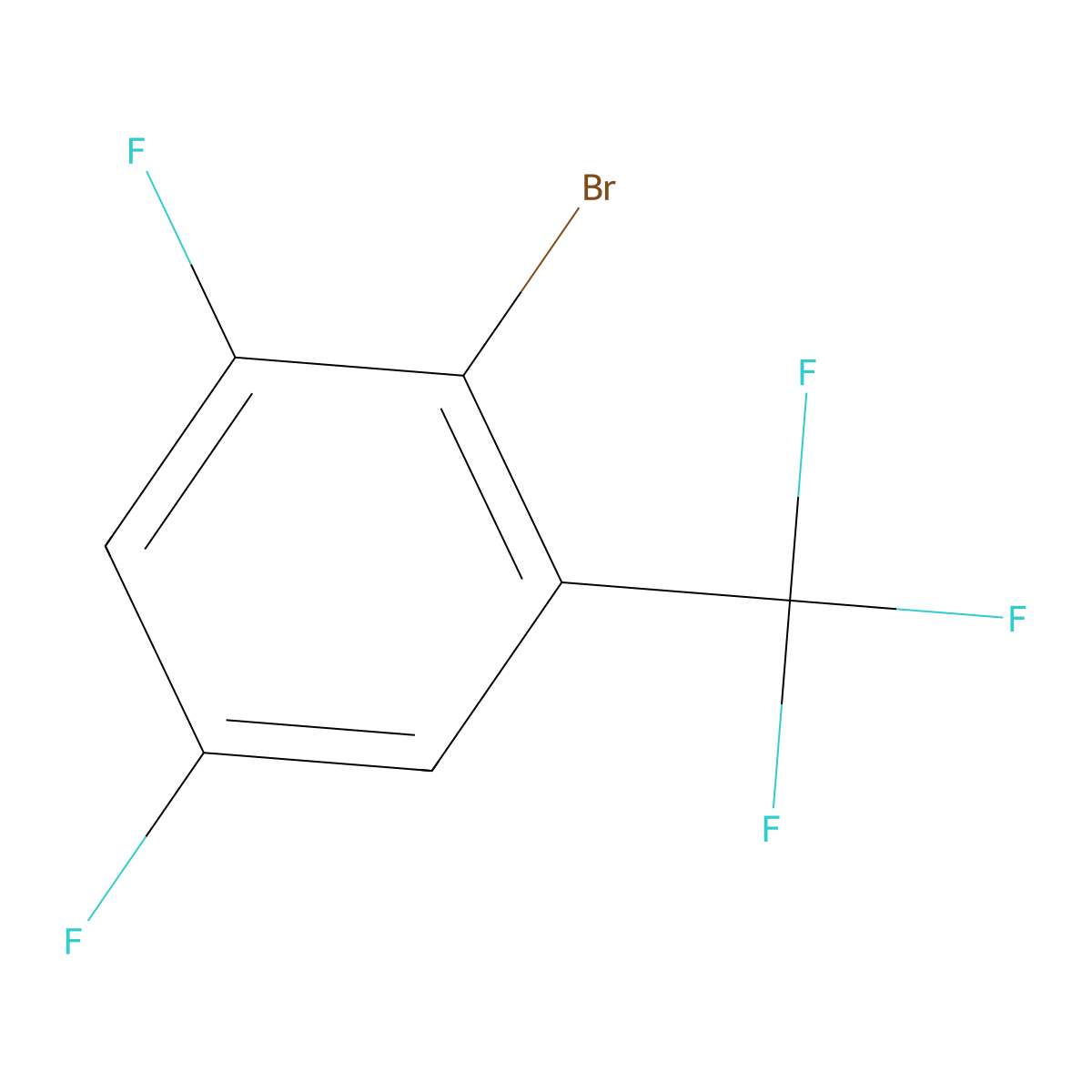 2-Bromo-1,5-difluoro-3-(trifluoromethyl)benzene molecular structure, CAS 1099597-86-0