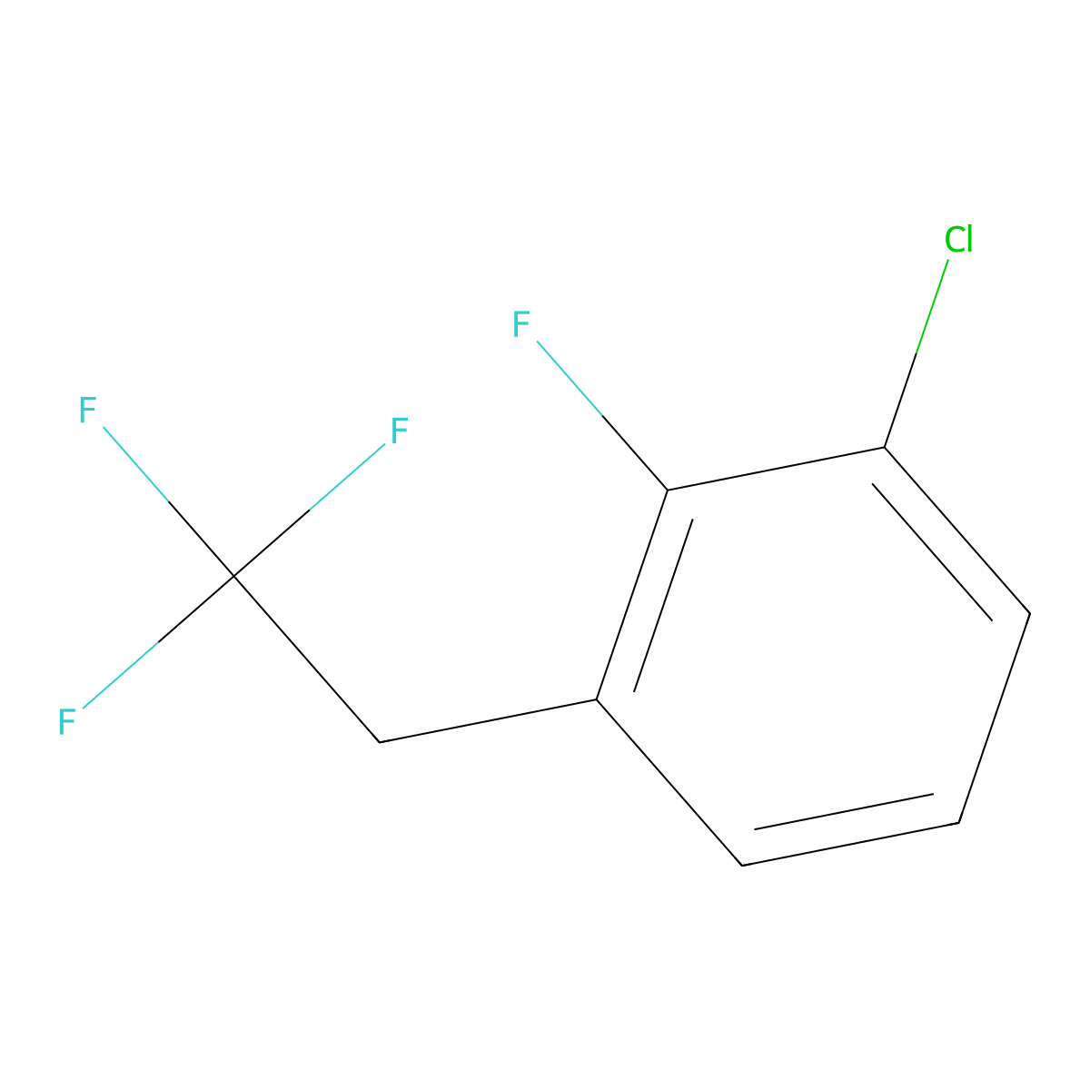 1-Chloro-2-fluoro-3-(2,2,2-trifluoroethyl)benzene molecular structure, CAS 1099598-23-8