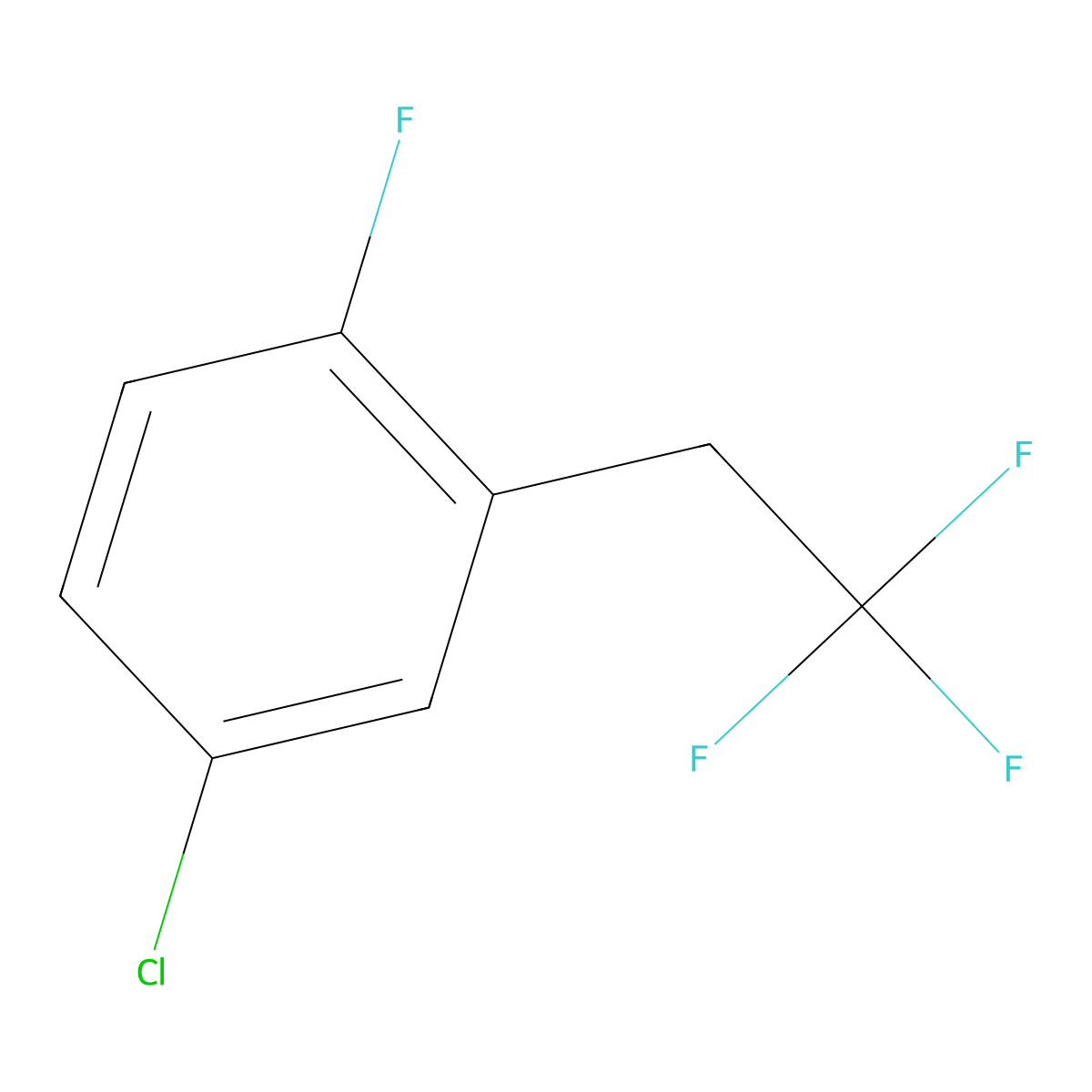 4-Chloro-1-fluoro-2-(2,2,2-trifluoroethyl)benzene molecular structure, CAS 1099598-24-9