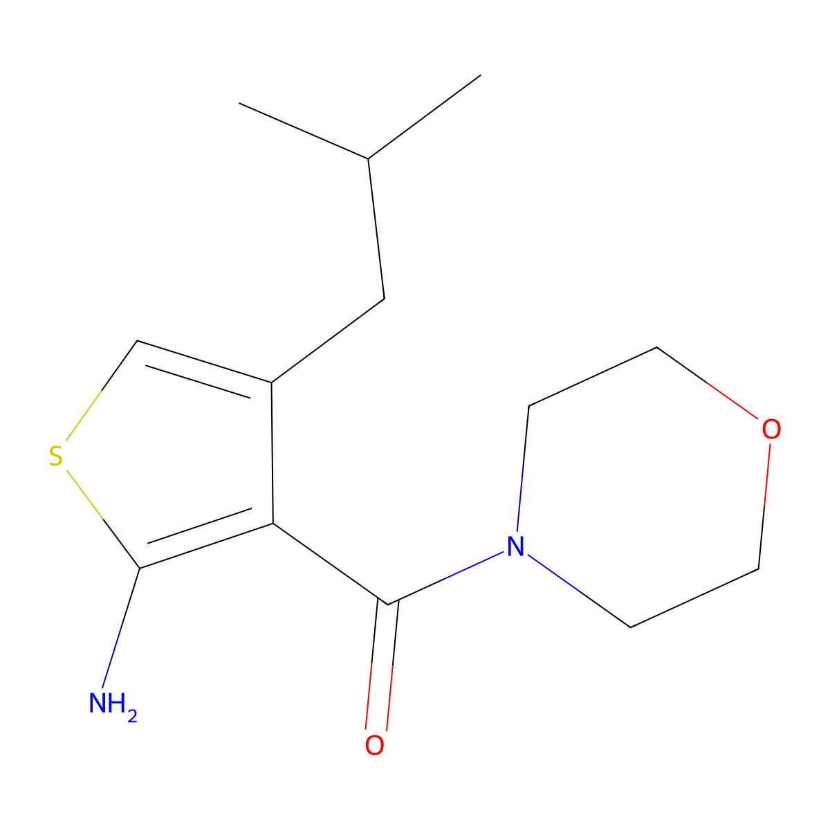 4-(2-Methylpropyl)-3-(morpholine-4-carbonyl)thiophen-2-amine molecular structure, CAS 1099600-31-3