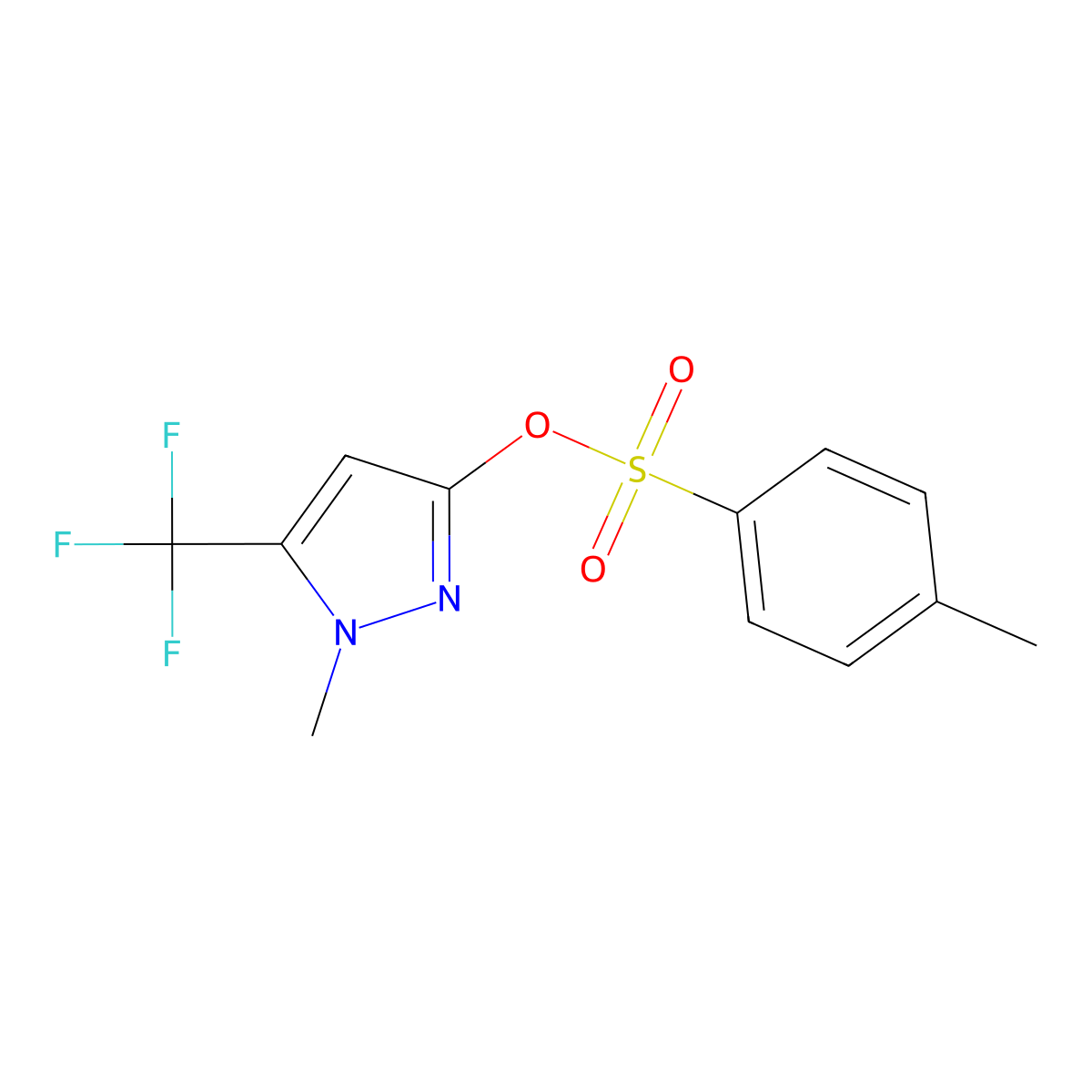 toluene-4-sulfonic acid 1-methyl-5-trifluoromethyl-1H-pyrazol-3-yl ester molecular structure, CAS 1099604-30-4