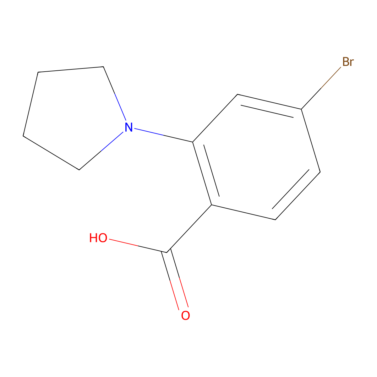 4-Bromo-2-pyrrolidinobenzoic Acid molecular structure, CAS 1099609-12-7
