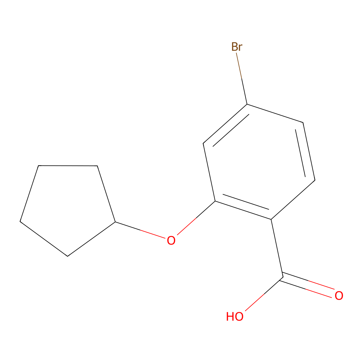4-Bromo-2-(cyclopentyloxy)benzoic acid molecular structure, CAS 1099609-50-3