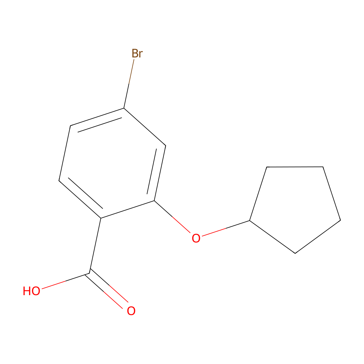 4-Bromo-2-(cyclopentyloxy)benzoic acid molecular structure, CAS 1099609-50-3