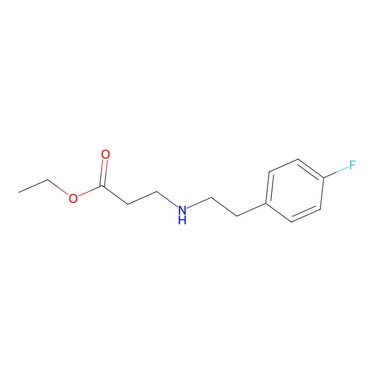 Ethyl 3-{[2-(4-fluorophenyl)ethyl]amino}propanoate molecular structure, CAS 1099610-28-2