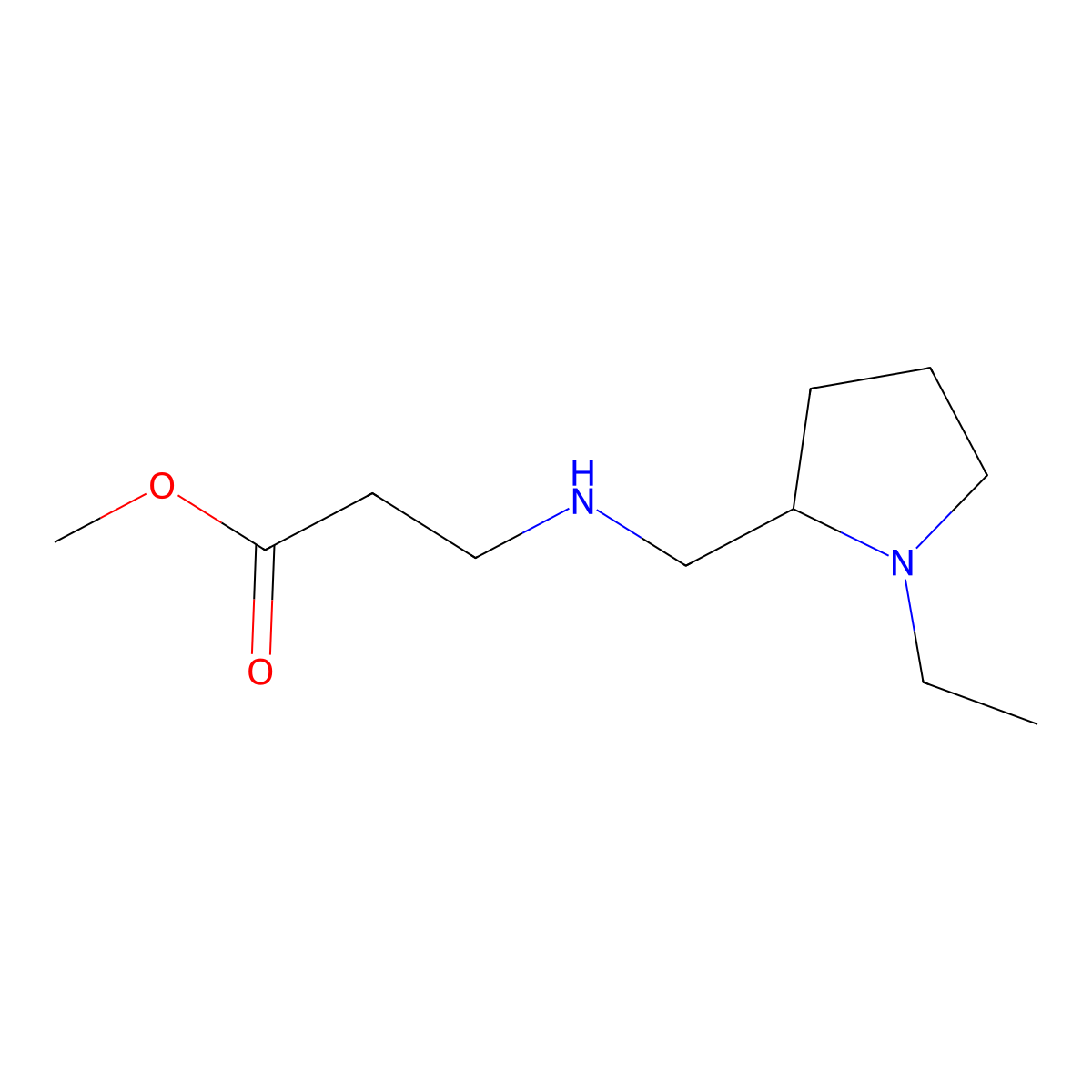 Methyl 3-{[(1-ethylpyrrolidin-2-yl)methyl]amino}propanoate molecular structure, CAS 1099610-48-6