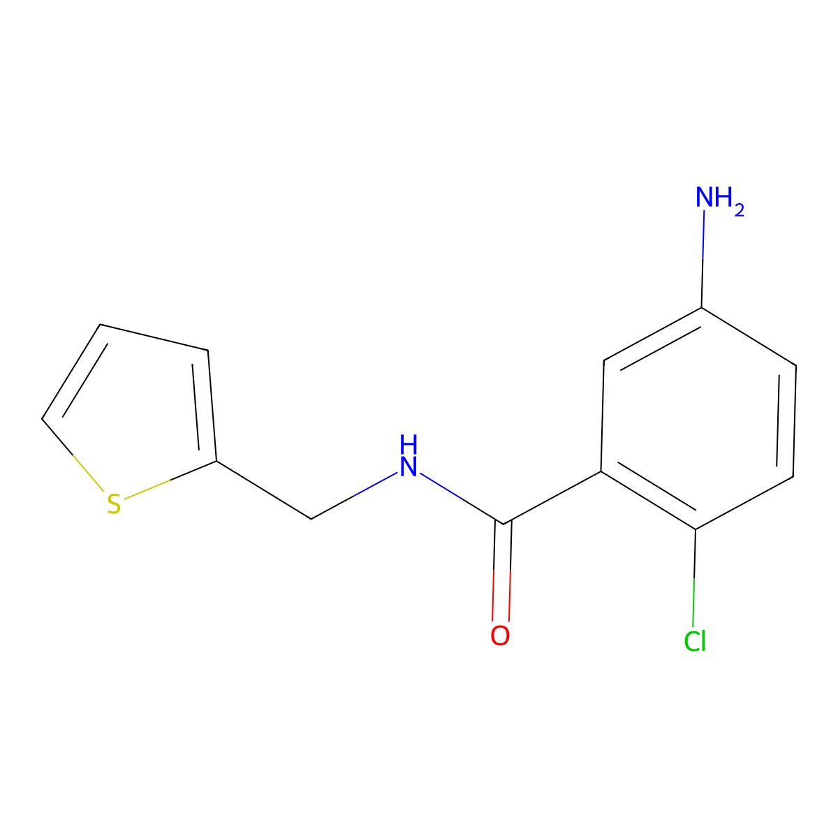 5-amino-2-chloro-N-(thiophen-2-ylmethyl)benzamide molecular structure, CAS 1099610-86-2