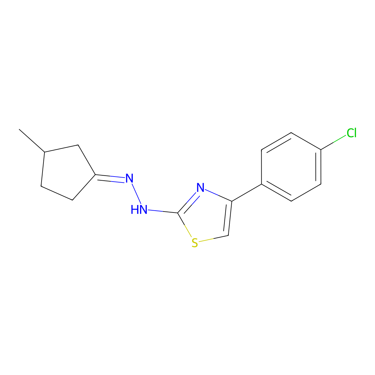 4-(4-chlorophenyl)-N-[(Z)-(3-methylcyclopentylidene)amino]-1,3-thiazol-2-amine molecular structure, CAS 1099614-81-9