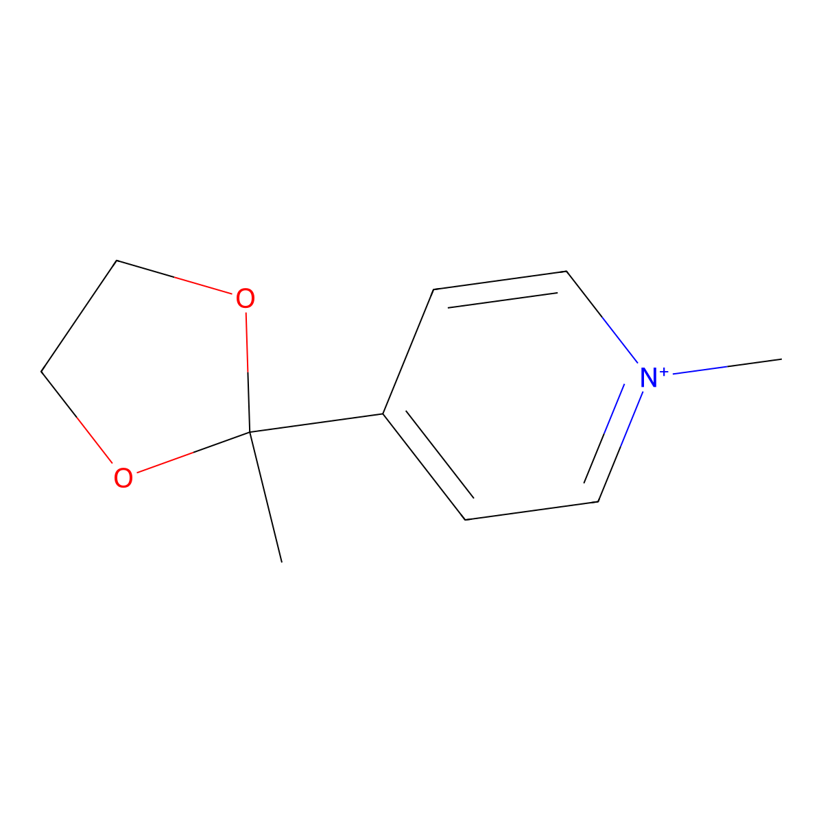 1-Methyl-4-(2-methyl-1,3-dioxolan-2-yl)pyridinium molecular structure, CAS 109962-28-9