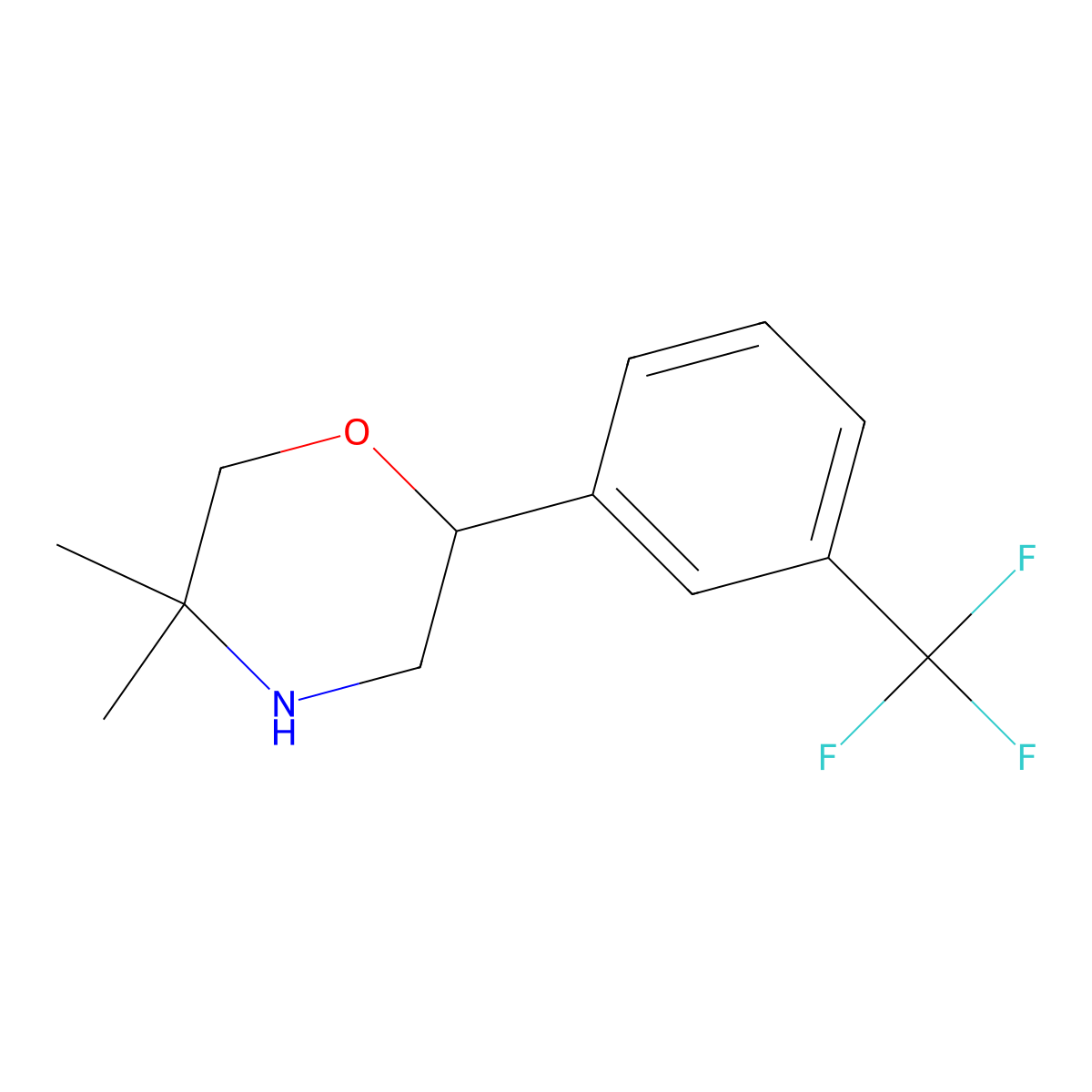 5,5-Dimethyl-2-(3-(trifluoromethyl)phenyl)morpholine molecular structure, CAS 1099623-12-7