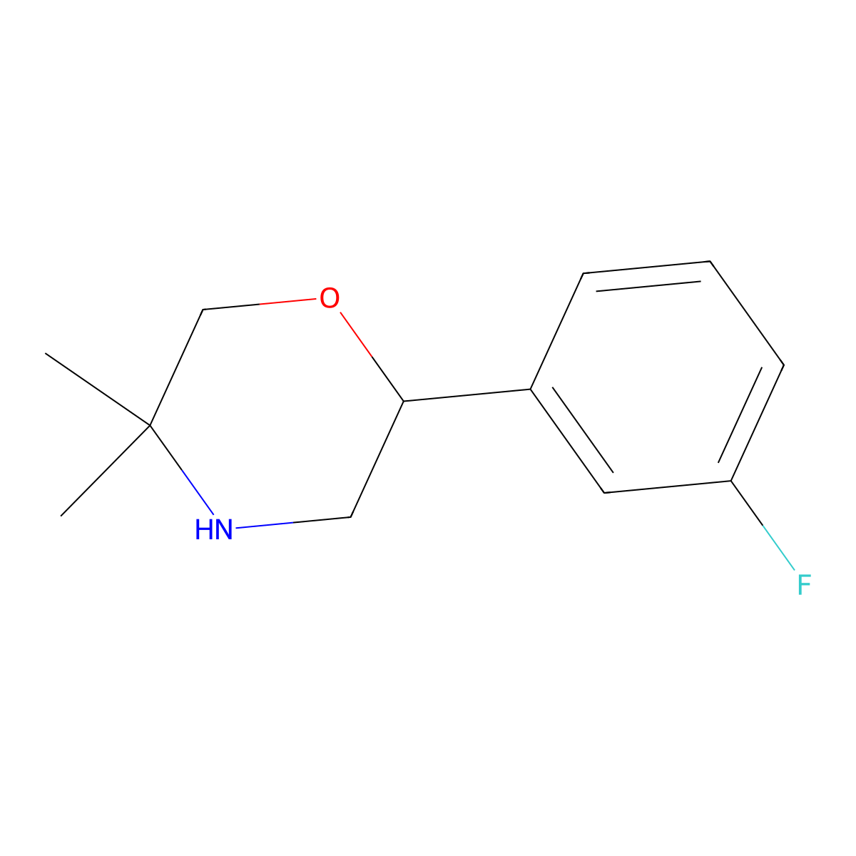 2-(3-Fluorophenyl)-5,5-dimethylmorpholine molecular structure, CAS 1099623-16-1