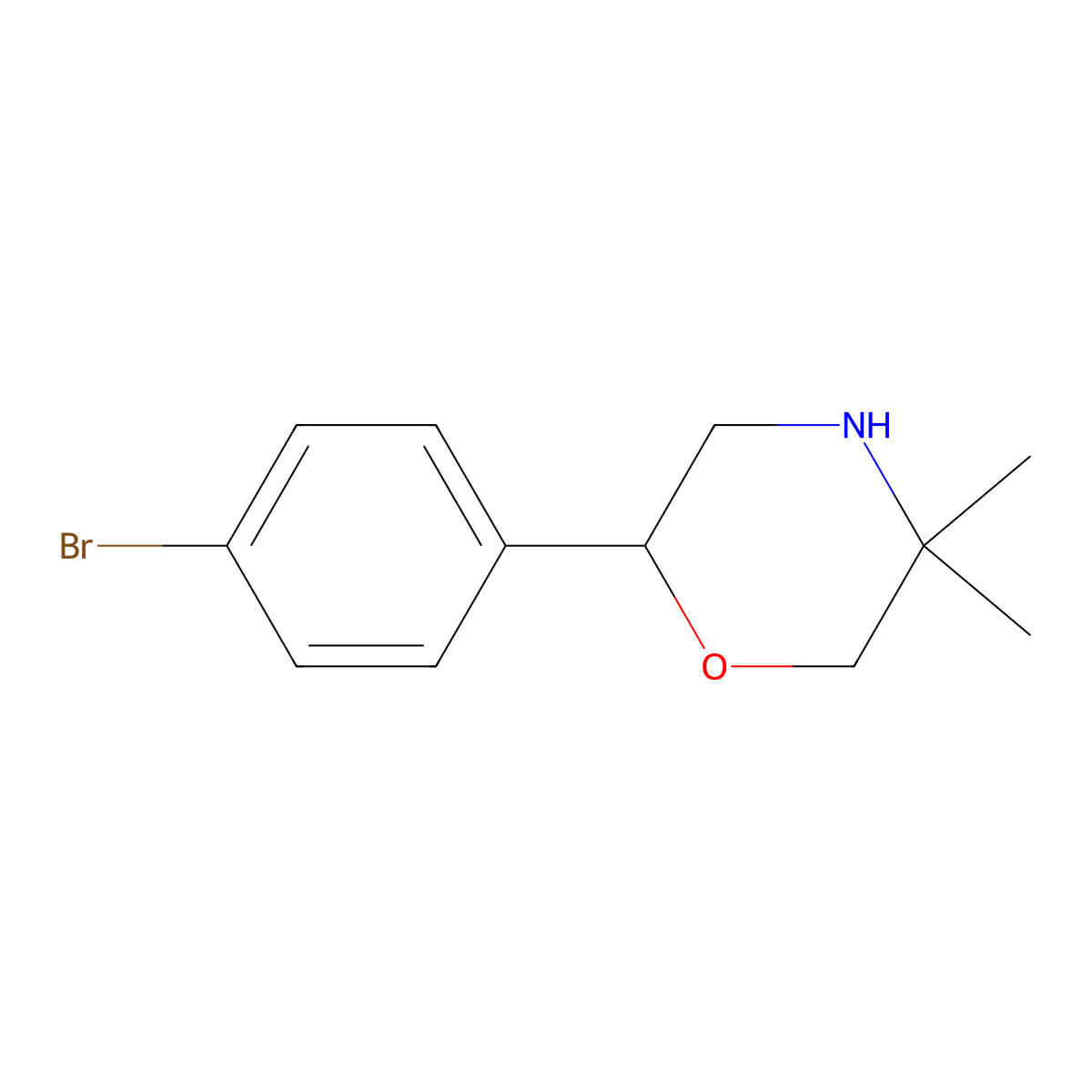 2-(4-Bromophenyl)-5,5-dimethylmorpholine molecular structure, CAS 1099623-29-6
