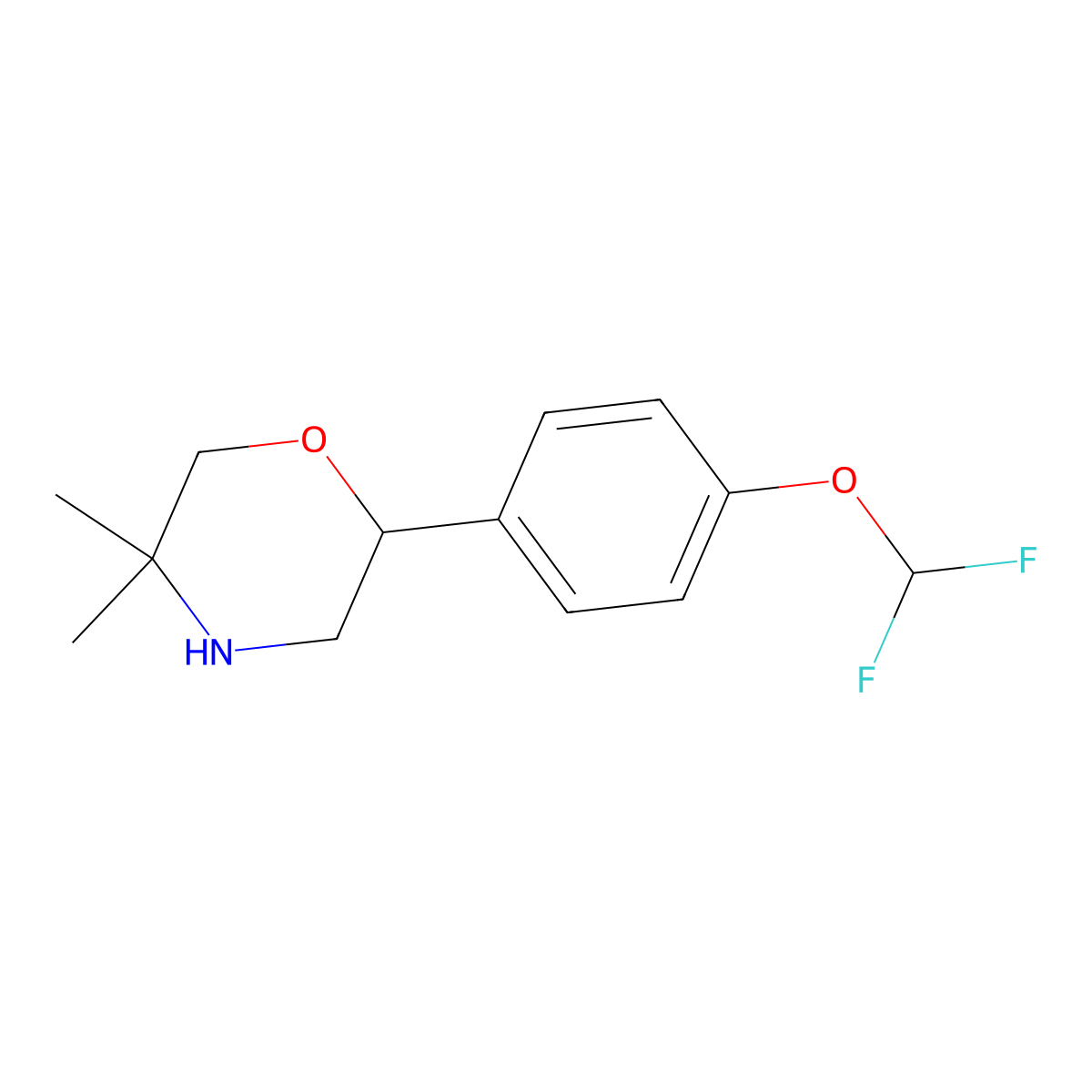2-(4-(Difluoromethoxy)phenyl)-5,5-dimethylmorpholine molecular structure, CAS 1099623-34-3