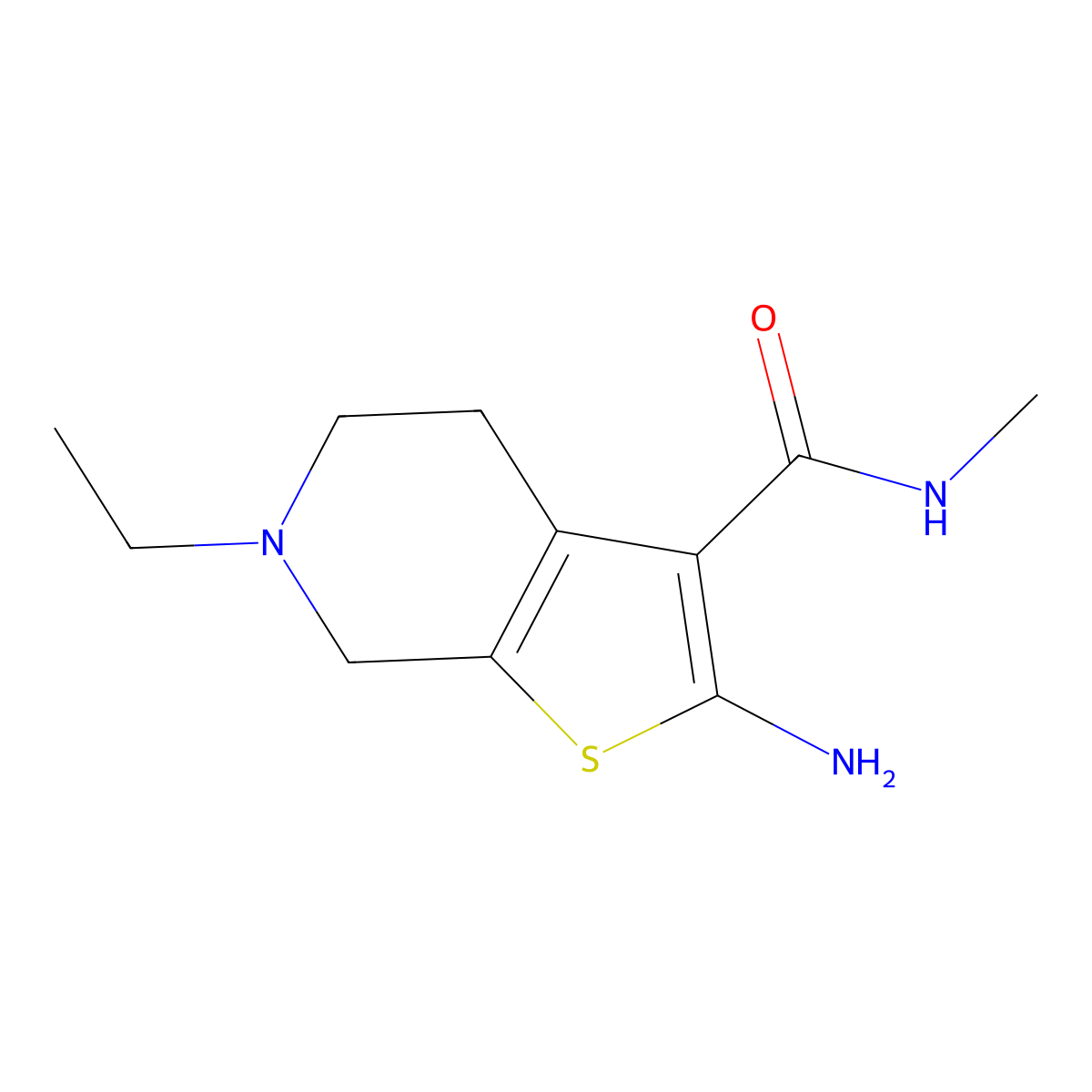 2-amino-6-ethyl-N-methyl-4,5,6,7-tetrahydrothieno[2,3-c]pyridine-3-carboxamide molecular structure, CAS 1099624-25-5