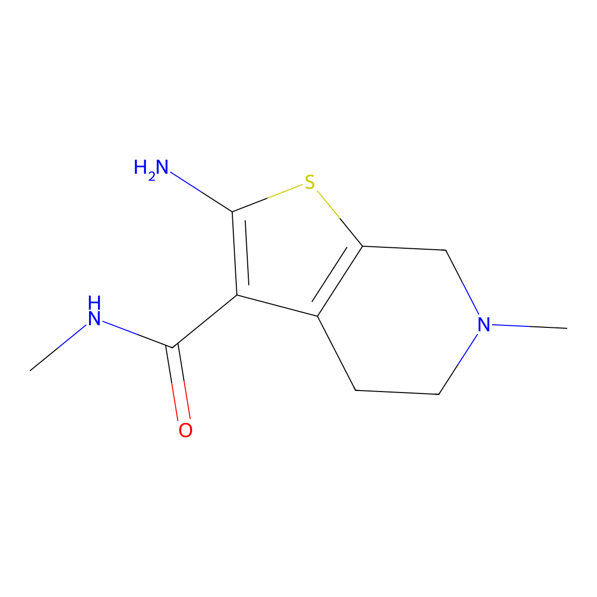2-amino-N,6-dimethyl-4,5,6,7-tetrahydrothieno[2,3-c]pyridine-3-carboxamide molecular structure, CAS 1099624-26-6