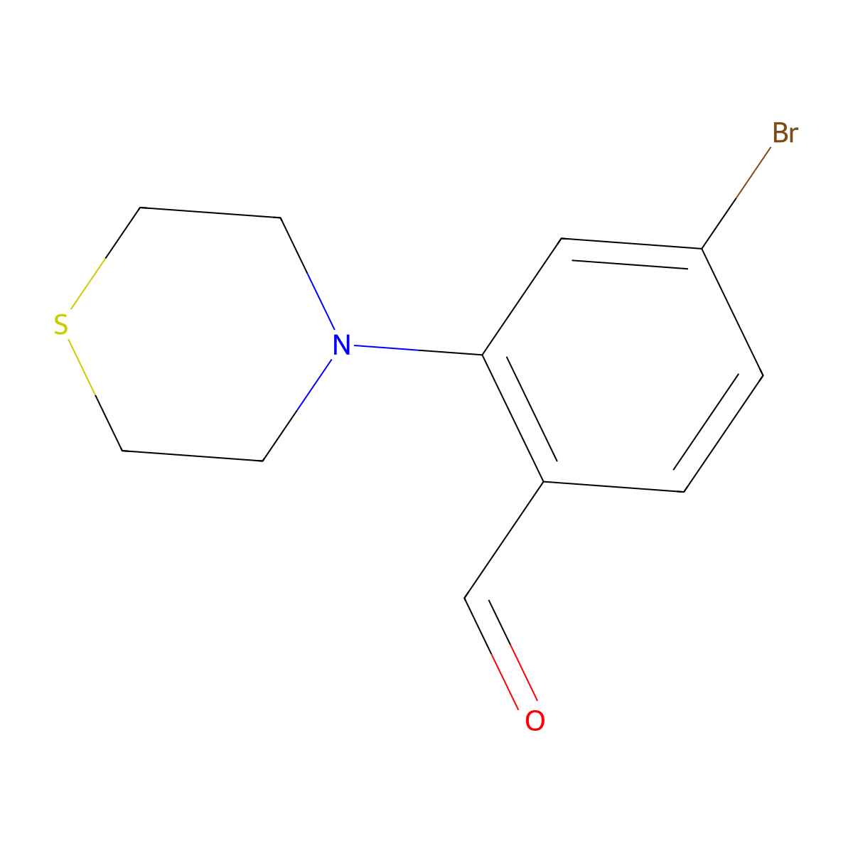4-Bromo-2-thiomorpholinobenzaldehyde molecular structure, CAS 1099629-98-7