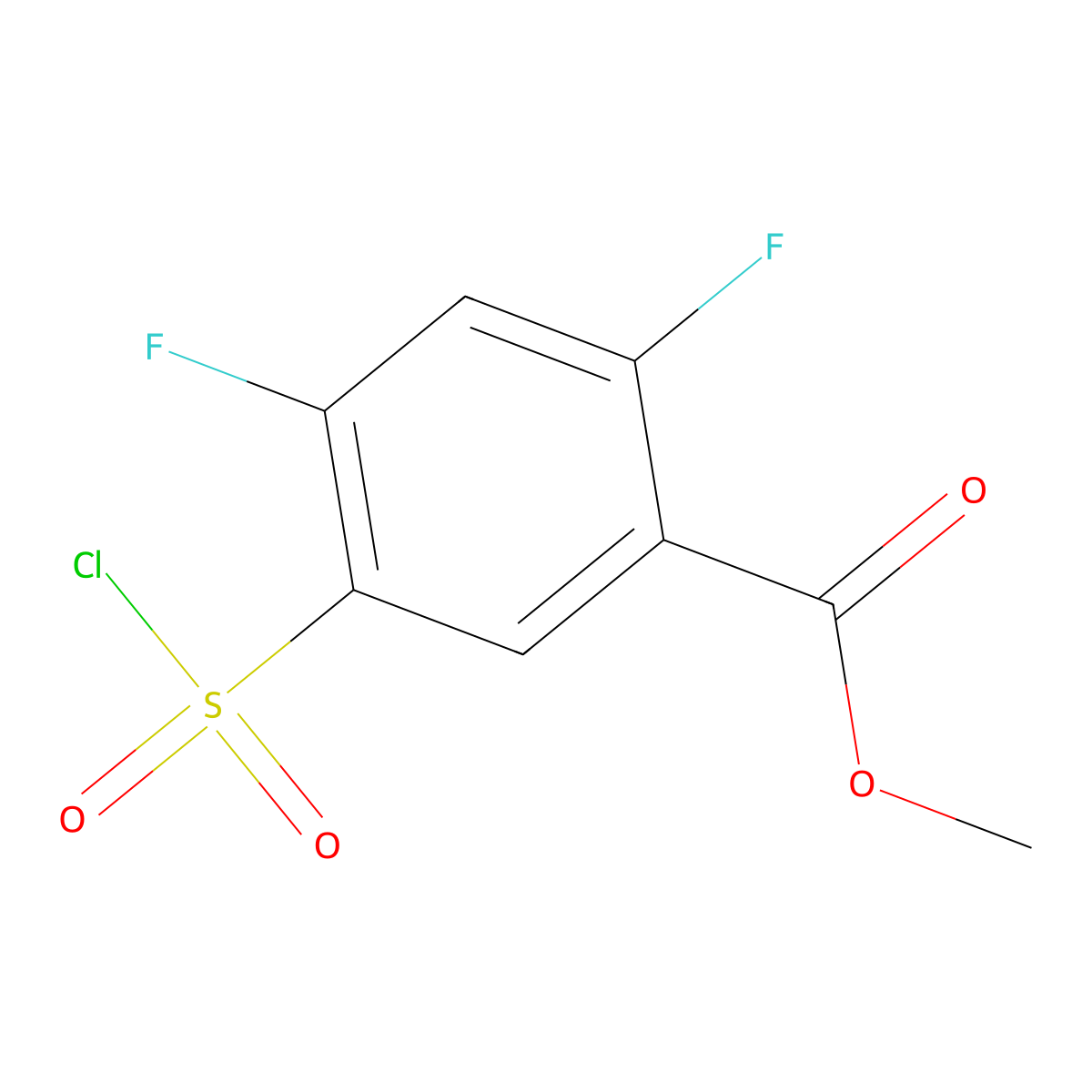 Methyl 5-(chlorosulfonyl)-2,4-difluorobenzoate molecular structure, CAS 1099632-51-5