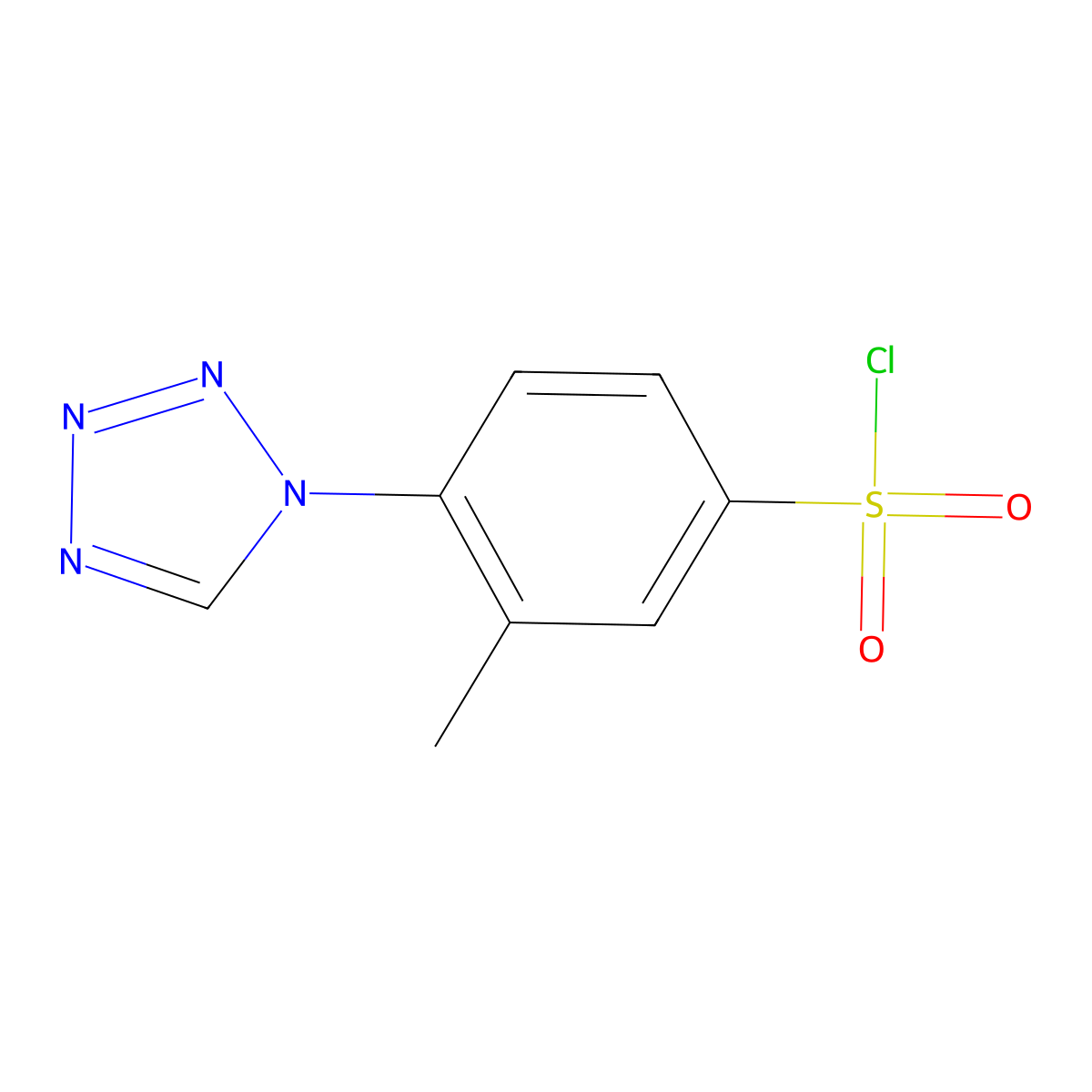 3-methyl-4-(1H-1,2,3,4-tetrazol-1-yl)benzene-1-sulfonyl chloride molecular structure, CAS 1099632-63-9