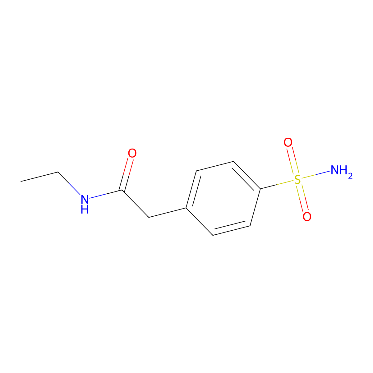 N-ethyl-2-(4-sulfamoylphenyl)acetamide molecular structure, CAS 1099632-75-3