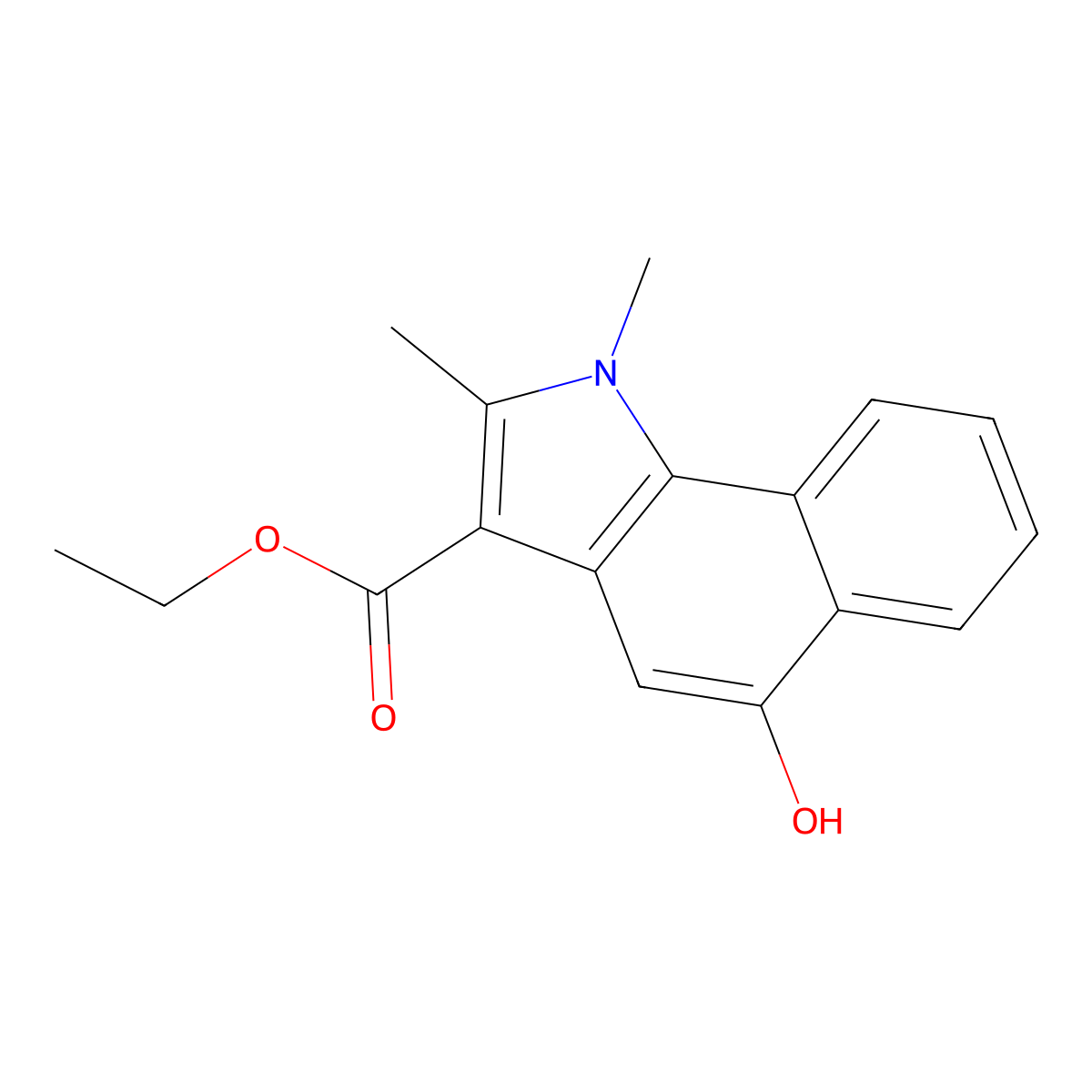ethyl 5-hydroxy-1,2-dimethyl-1H-benzo[g]indole-3-carboxylate molecular structure, CAS 109964-12-7
