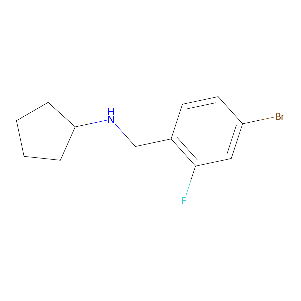 N-(4-bromo-2-fluorobenzyl)cyclopentanamine molecular structure, CAS 1099640-82-0