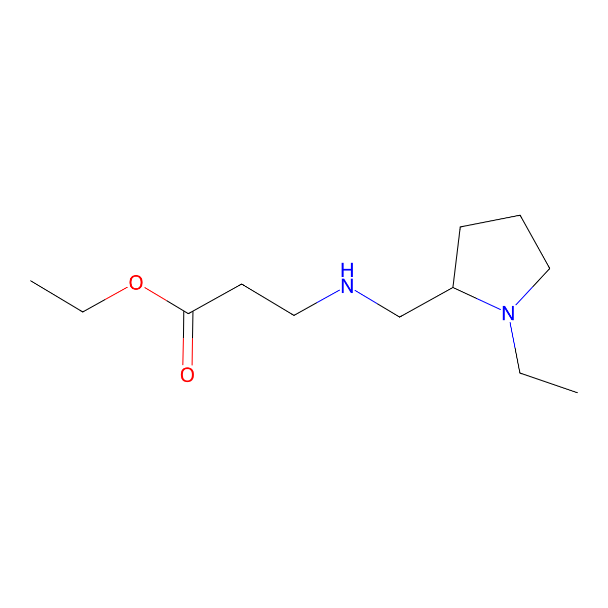 Ethyl 3-{[(1-ethylpyrrolidin-2-yl)methyl]amino}propanoate molecular structure, CAS 1099649-25-8