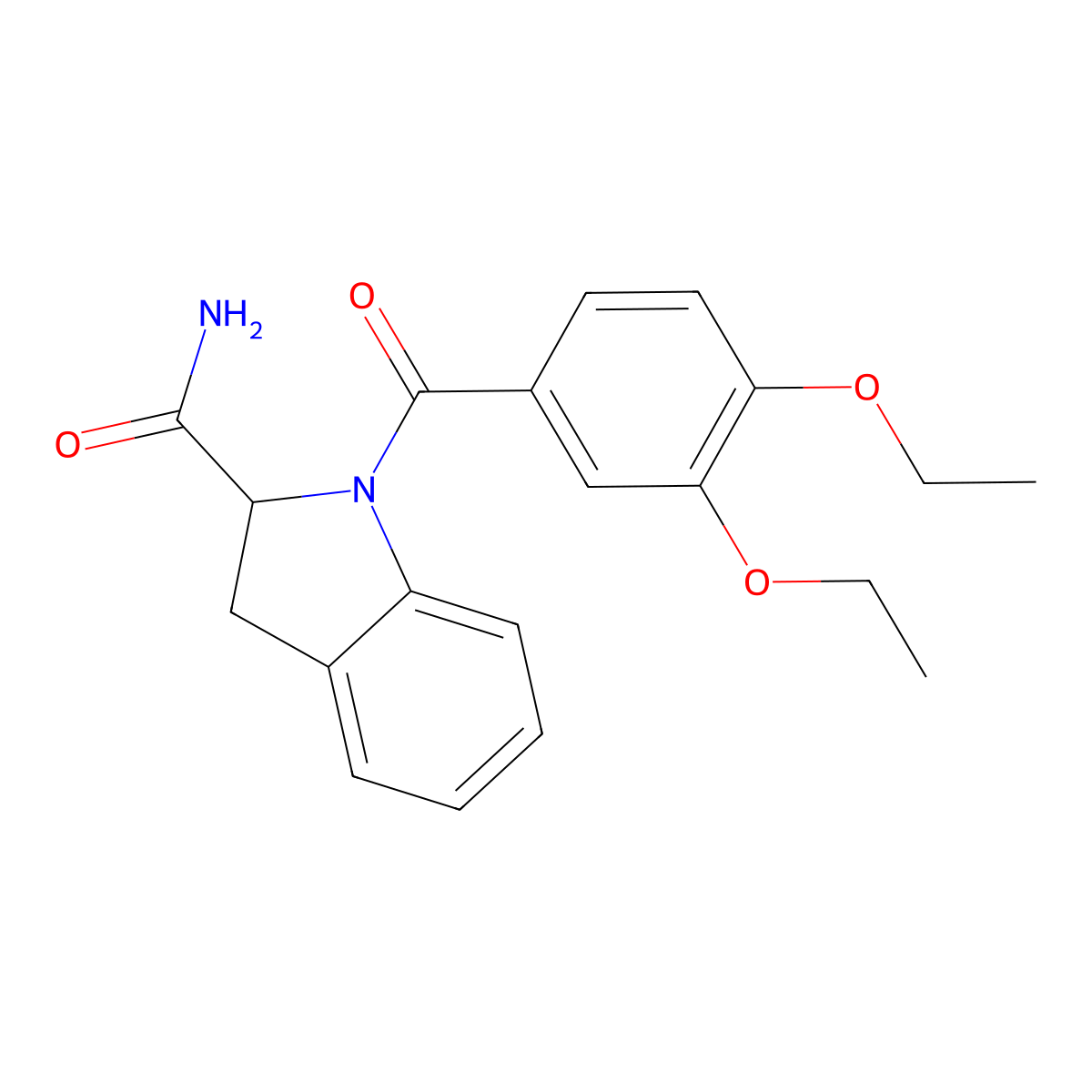 1-(3,4-Diethoxybenzoyl)indoline-2-carboxamide molecular structure, CAS 1099655-28-3