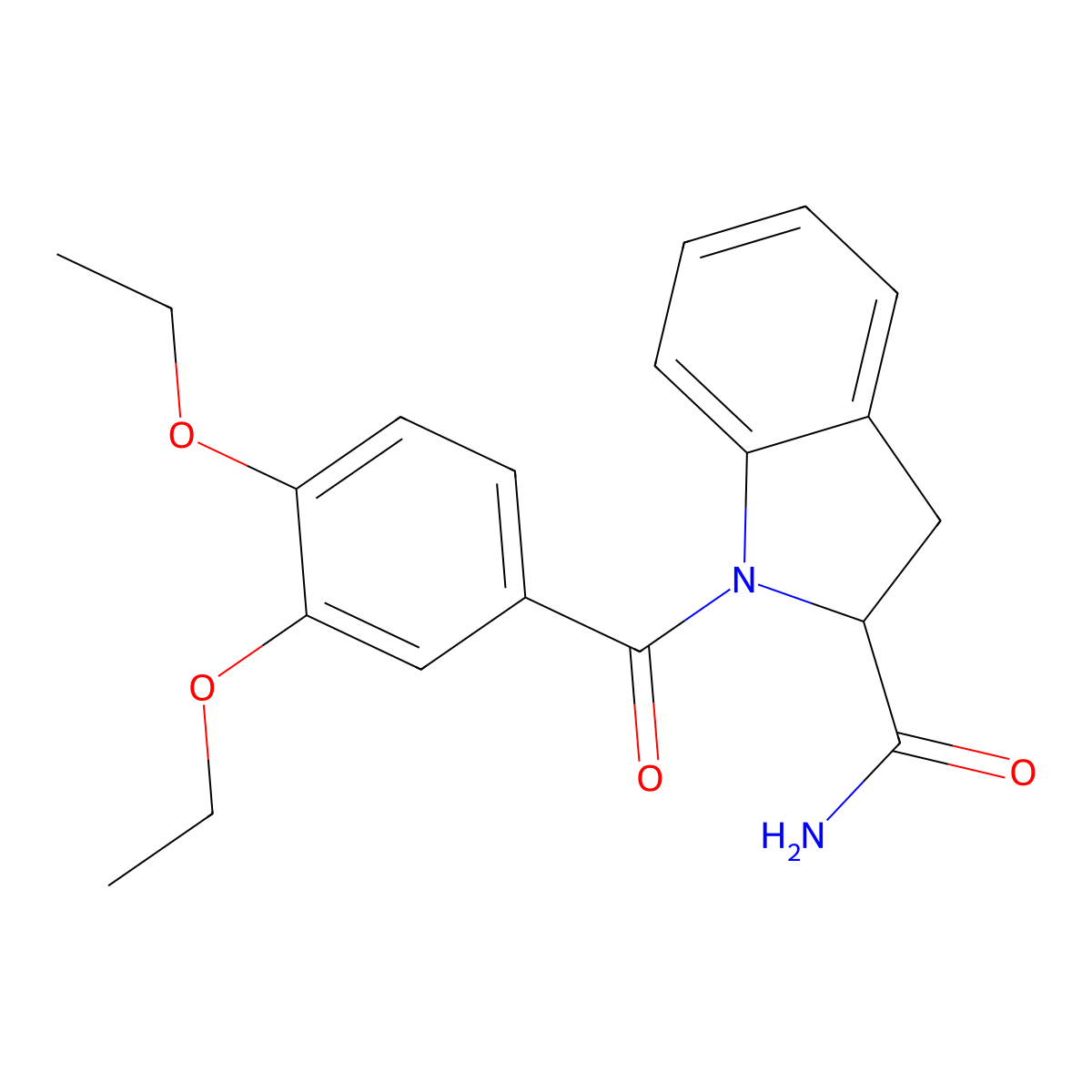 1-(3,4-Diethoxybenzoyl)indoline-2-carboxamide molecular structure, CAS 1099655-28-3