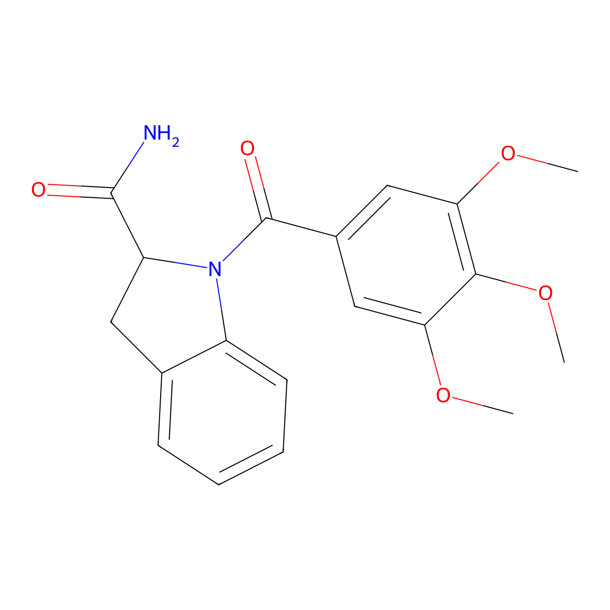 1-(3,4,5-Trimethoxybenzoyl)indoline-2-carboxamide molecular structure, CAS 1099655-29-4