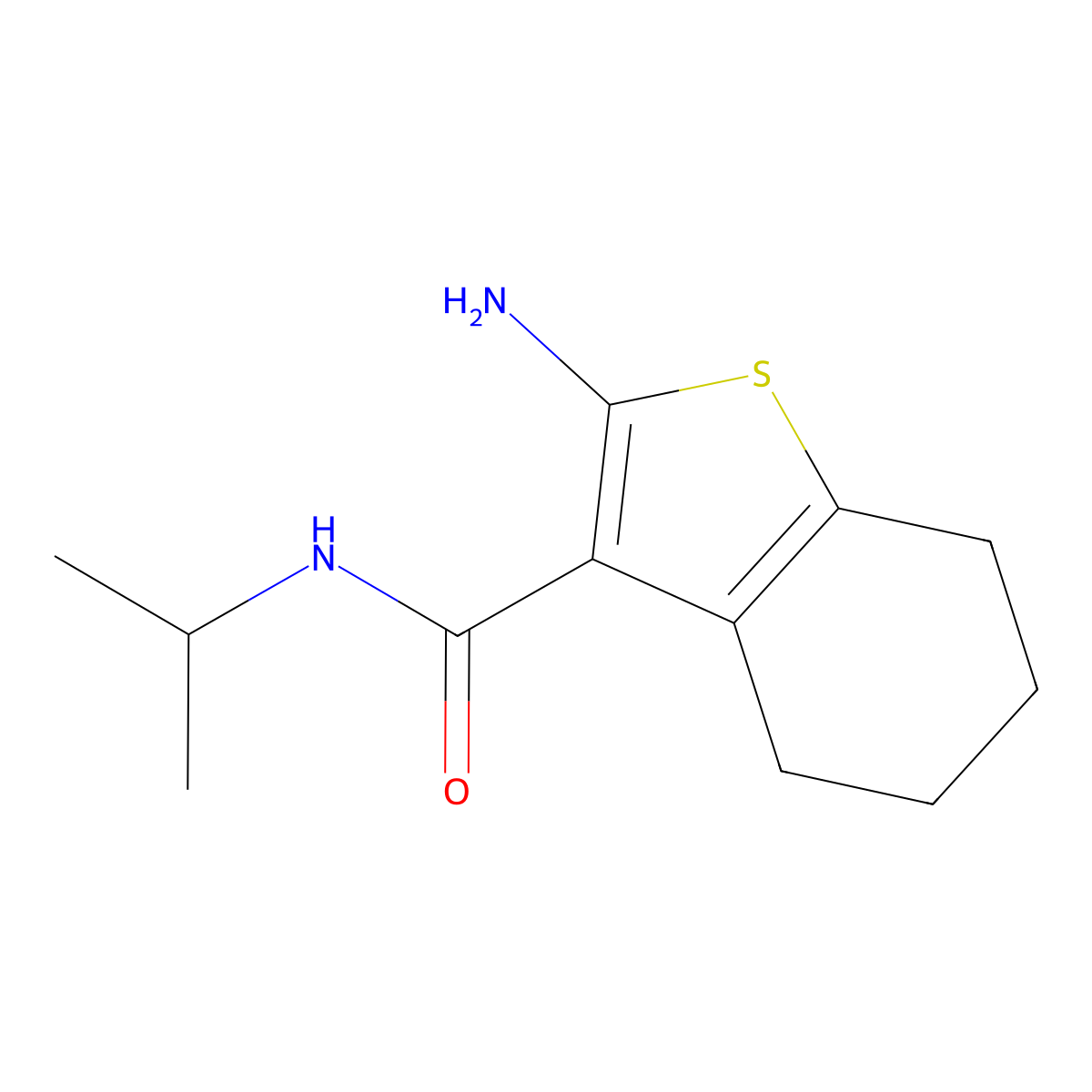 2-Amino-N-isopropyl-4,5,6,7-tetrahydrobenzo[b]thiophene-3-carboxamide molecular structure, CAS 1099656-17-3
