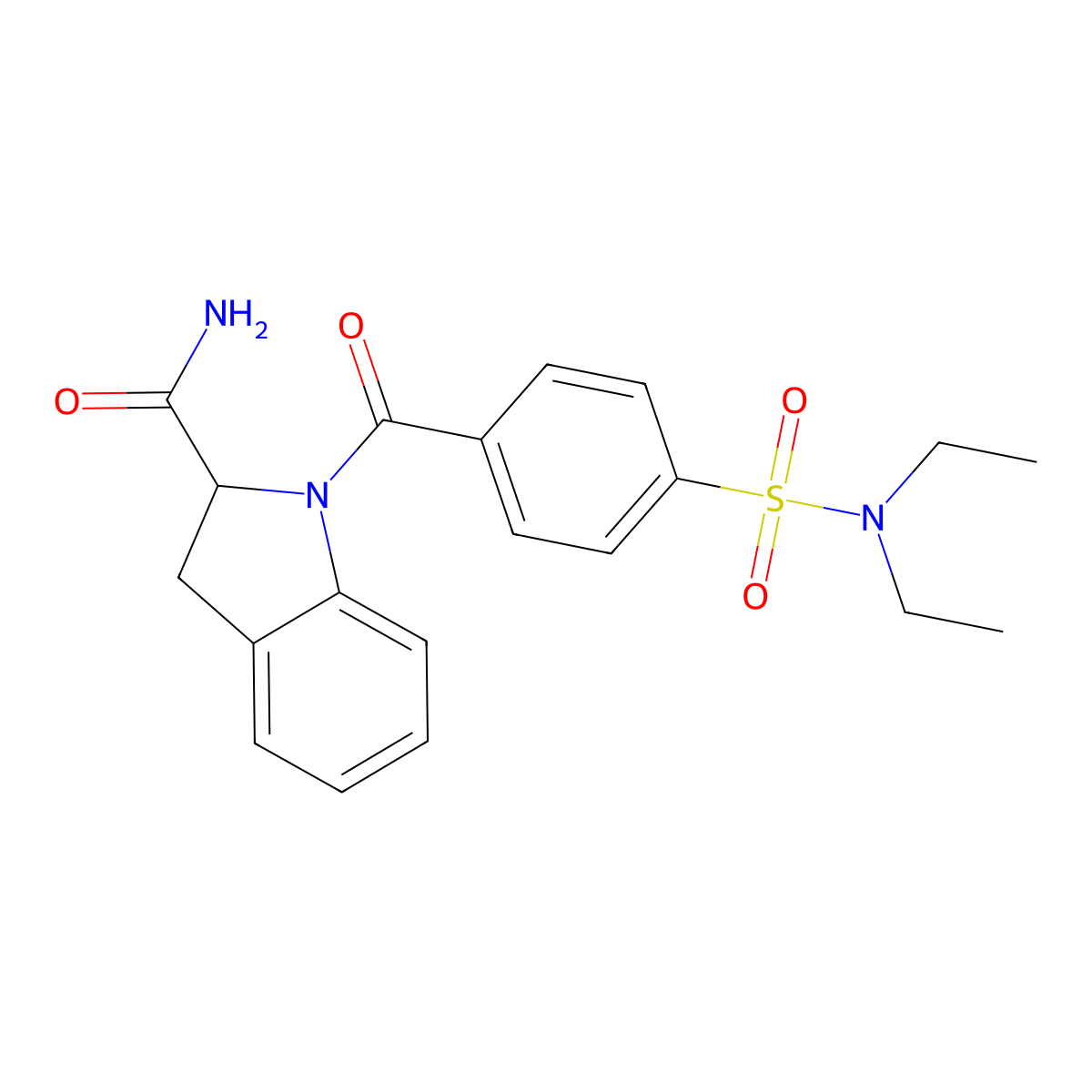 1-(4-(N,N-diethylsulfamoyl)benzoyl)indoline-2-carboxamide molecular structure, CAS 1099658-00-0