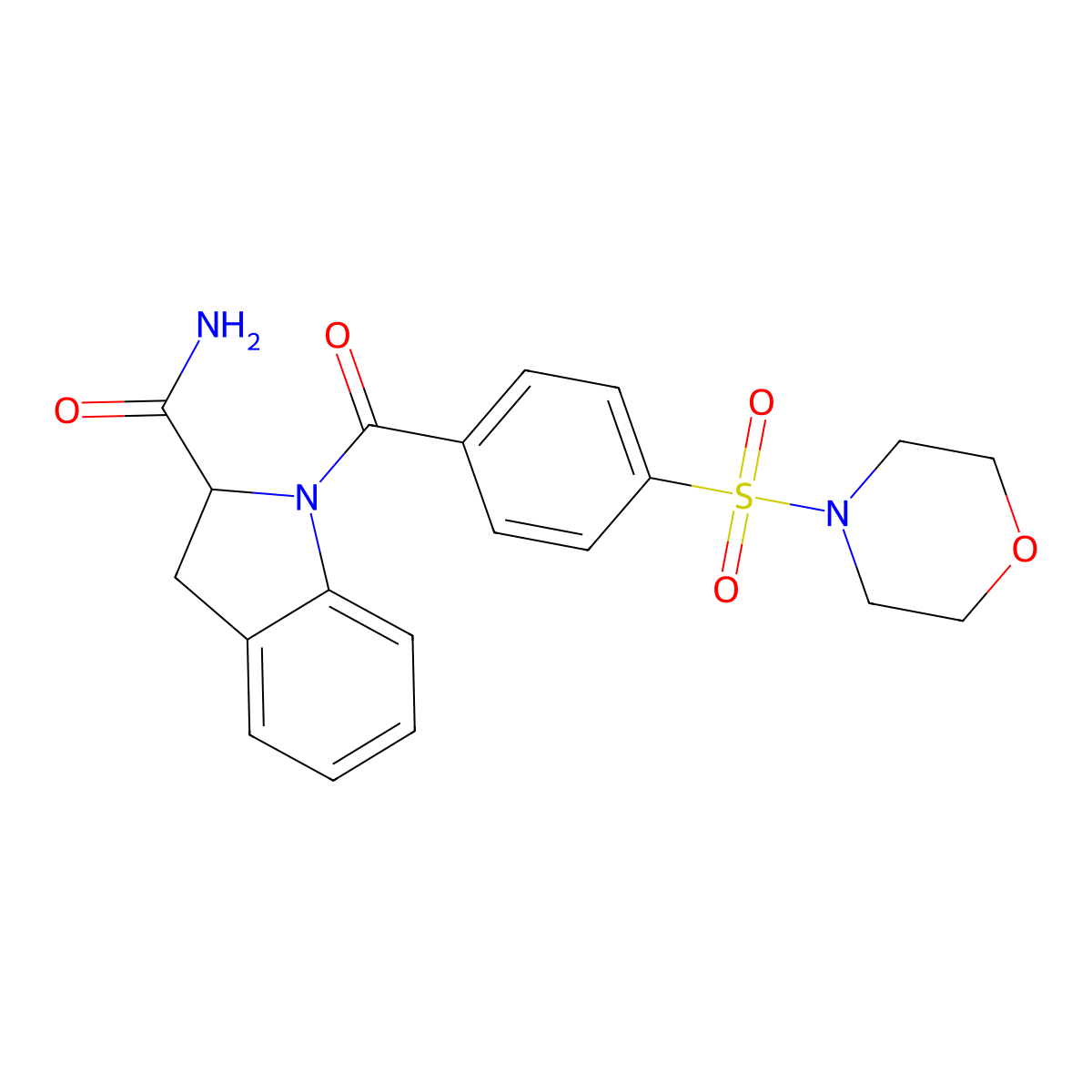 1-(4-(Morpholinosulfonyl)benzoyl)indoline-2-carboxamide molecular structure, CAS 1099658-16-8