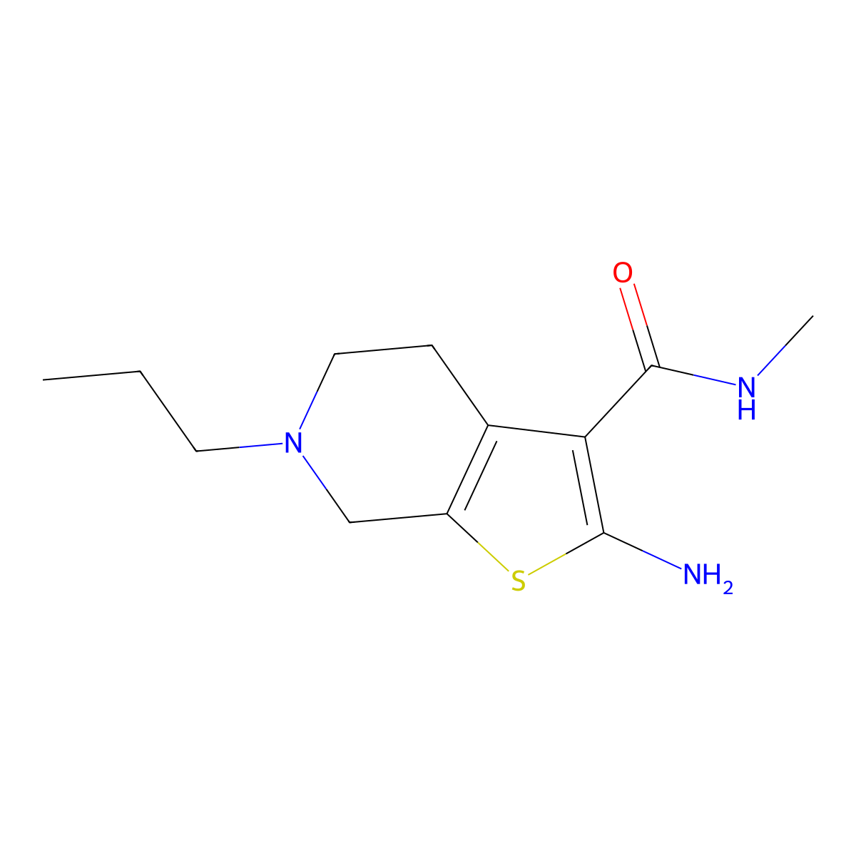2-amino-N-methyl-6-propyl-4,5,6,7-tetrahydrothieno[2,3-c]pyridine-3-carboxamide molecular structure, CAS 1099658-97-5