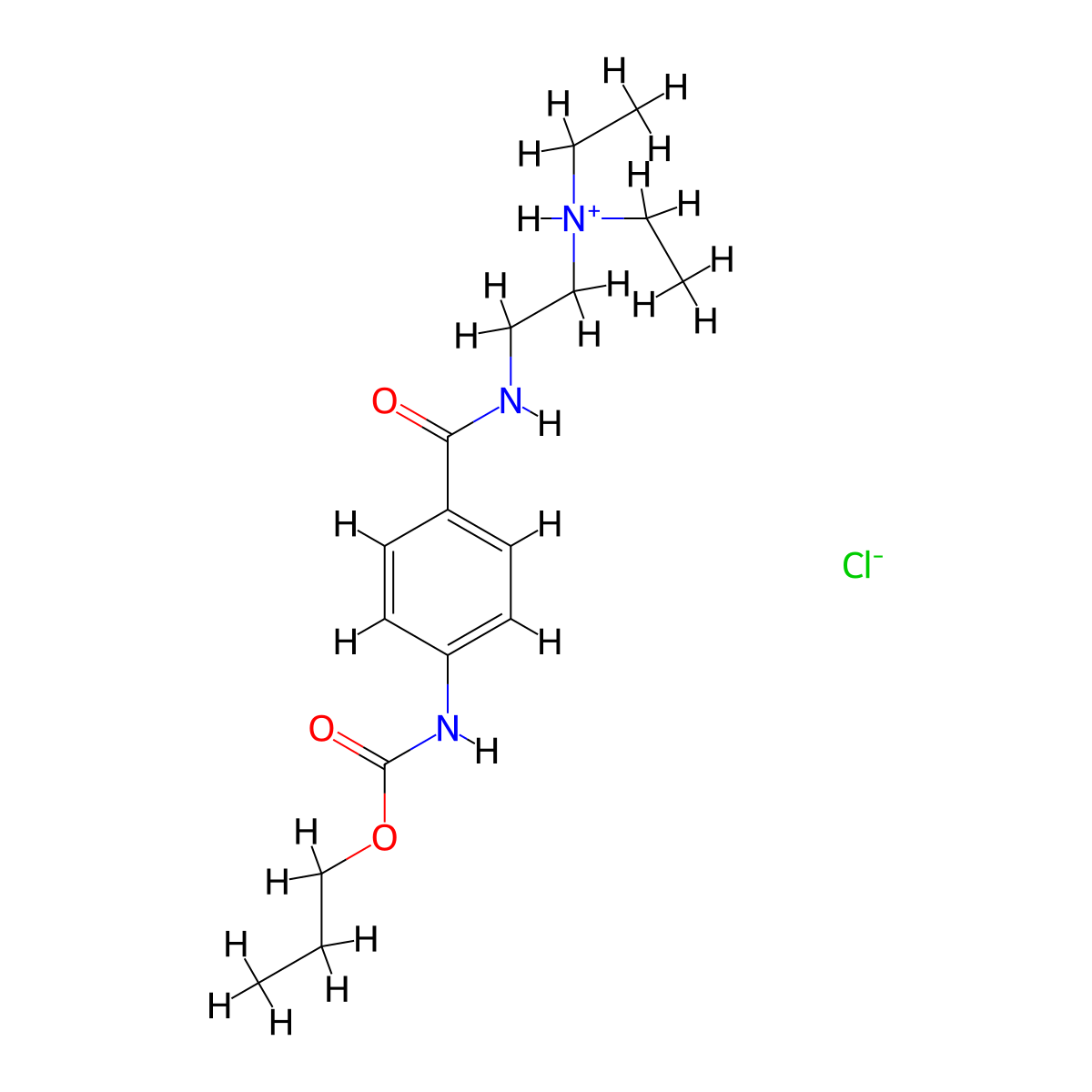 Carbanilic acid, p-((2-(diethylamino)ethyl)carbamoyl)-, propyl ester, hydrochloride molecular structure, CAS 109966-65-6