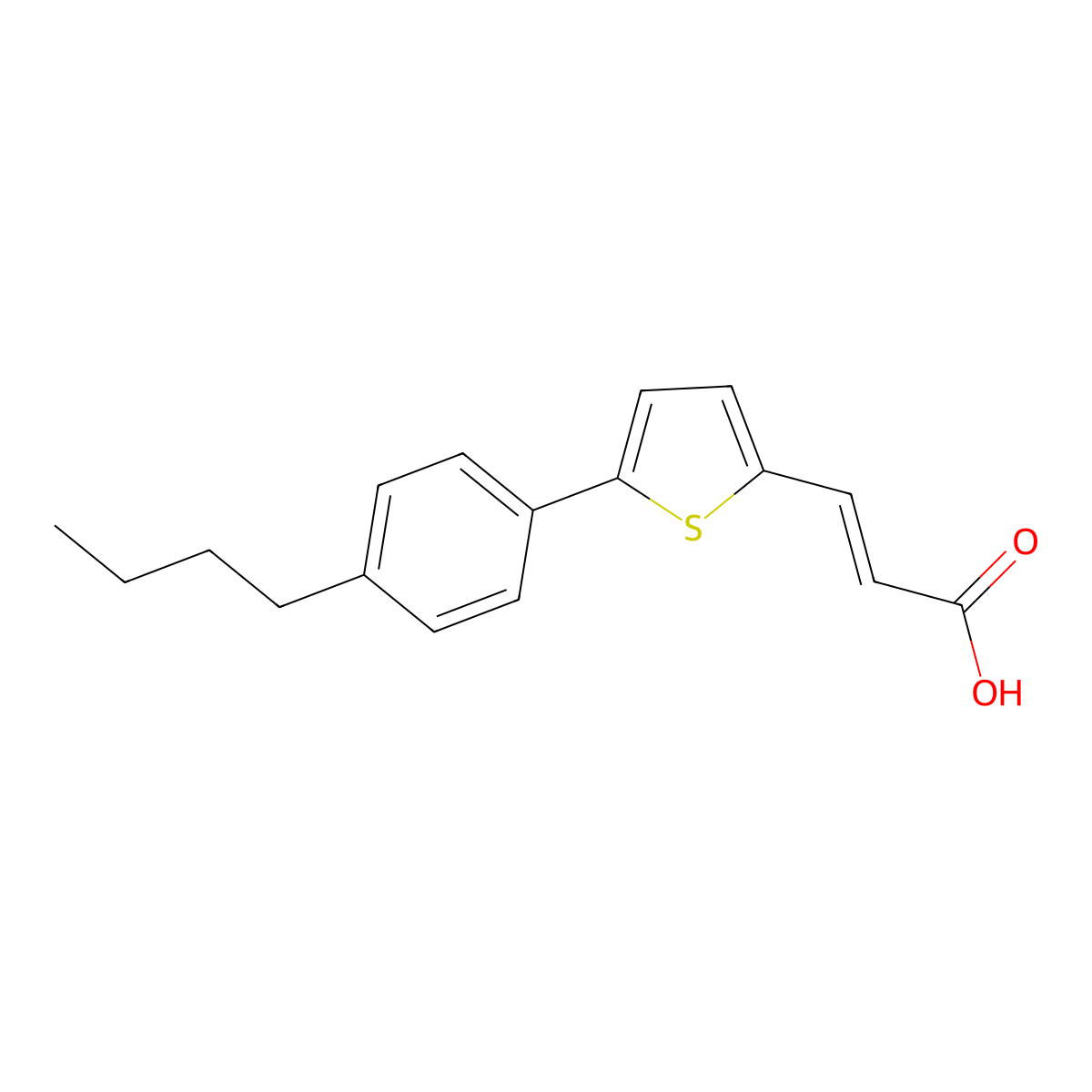 3-[5-(4-Butylphenyl)thiophen-2-yl]prop-2-enoic acid molecular structure, CAS 1099660-34-0