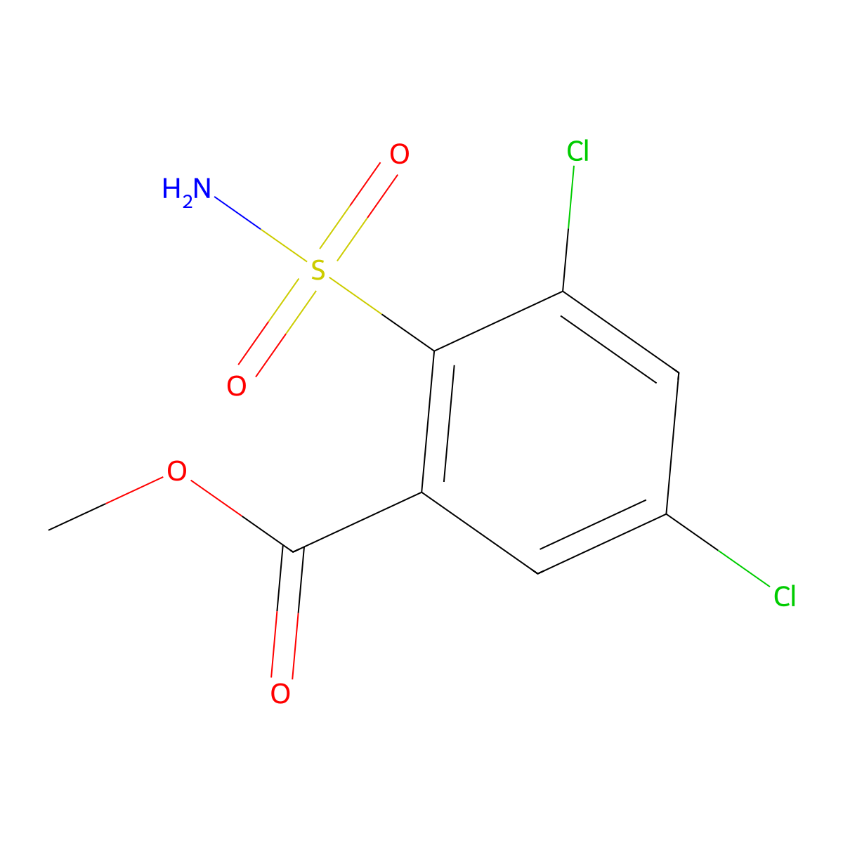 Methyl 3,5-dichloro-2-sulfamoylbenzoate molecular structure, CAS 1099660-62-4