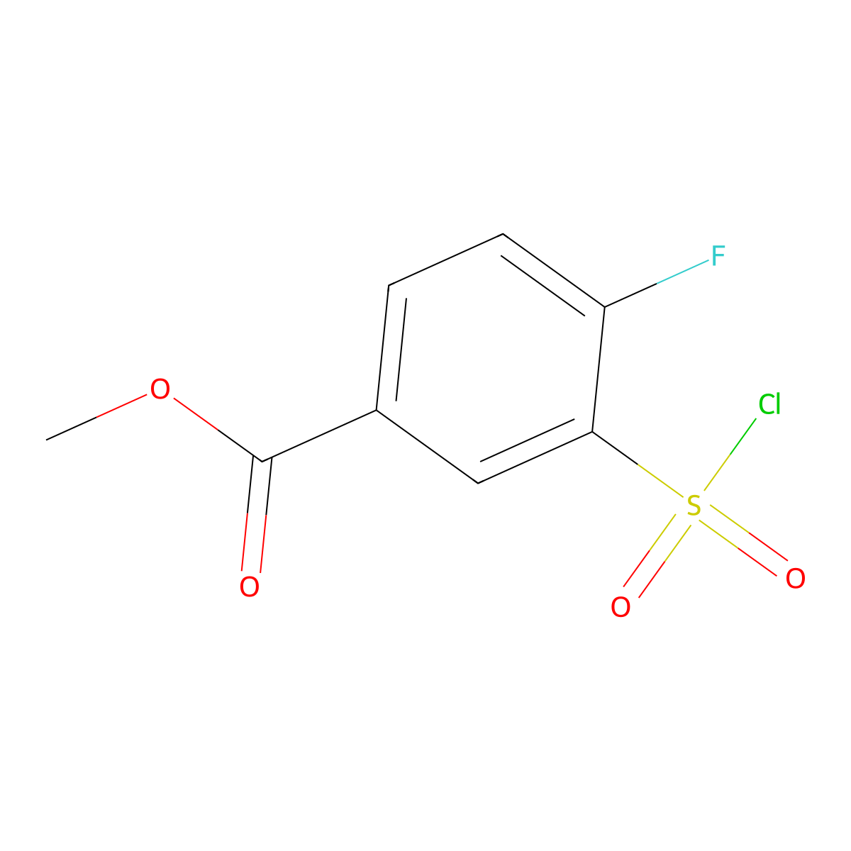 Benzoic acid, 3-(chlorosulfonyl)-4-fluoro-, methyl ester molecular structure, CAS 1099660-67-9