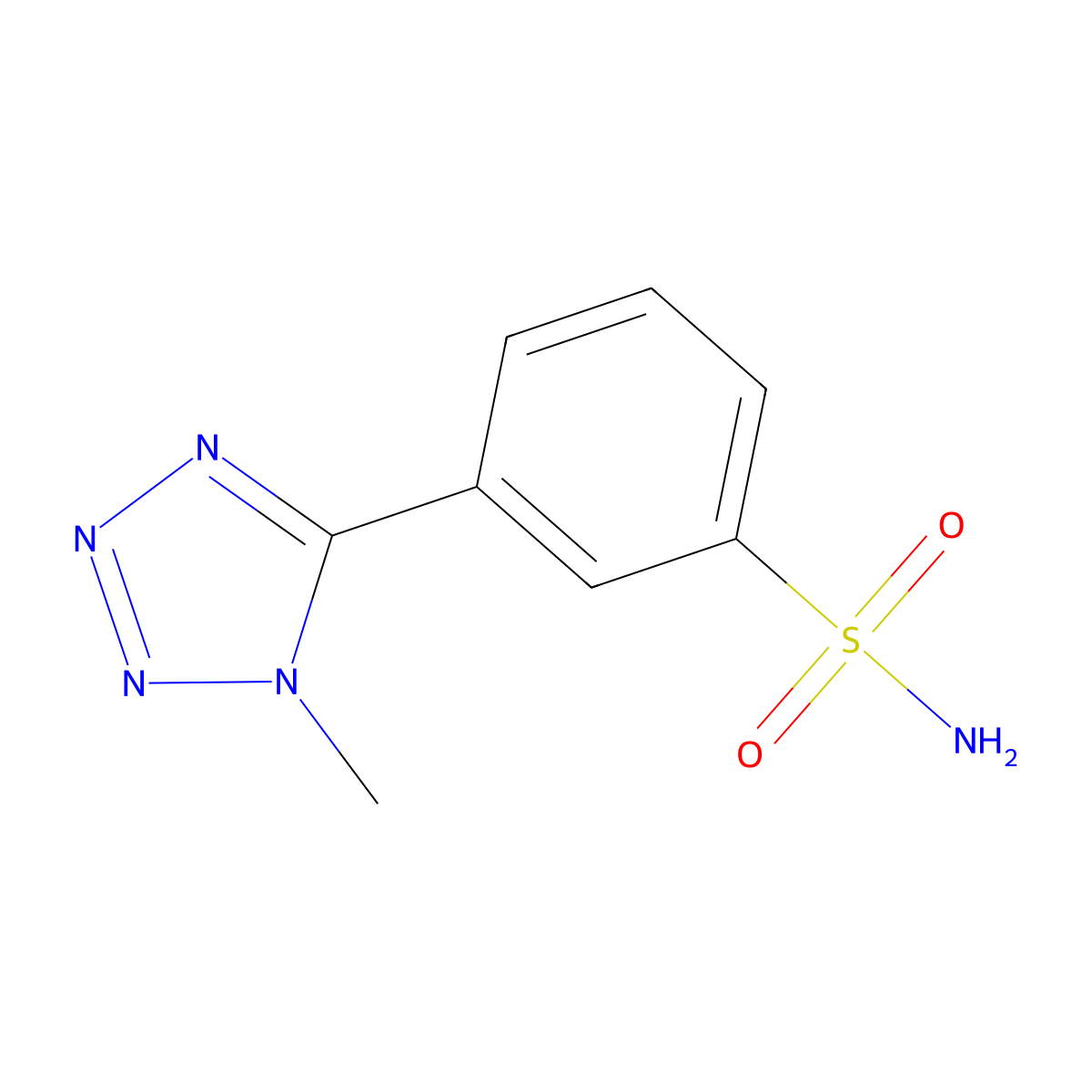 3-(1-methyl-1H-1,2,3,4-tetrazol-5-yl)benzene-1-sulfonamide molecular structure, CAS 1099660-81-7