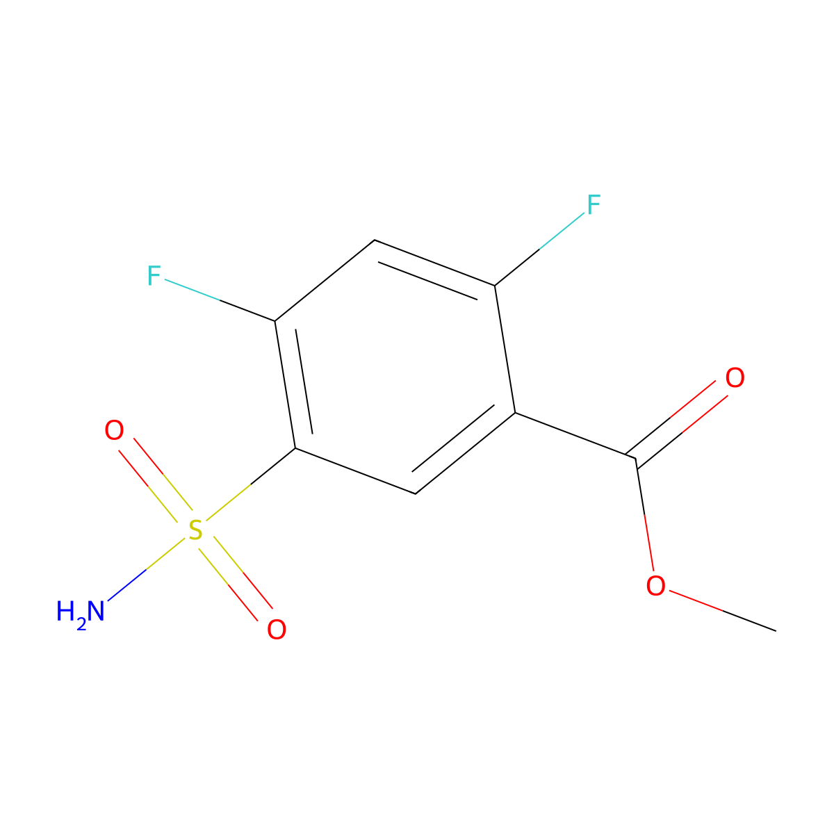 Methyl 2,4-difluoro-5-sulfamoylbenzoate molecular structure, CAS 1099660-82-8