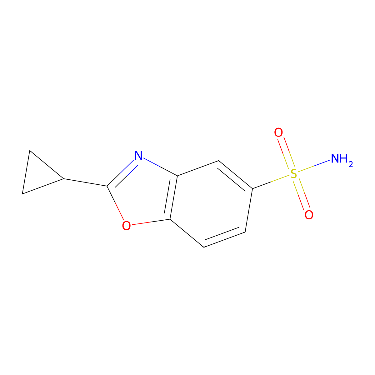 2-Cyclopropyl-1,3-benzoxazole-5-sulfonamide molecular structure, CAS 1099660-96-4