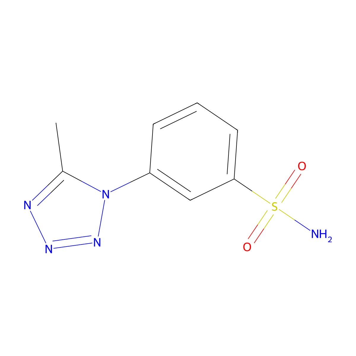 3-(5-methyl-1H-1,2,3,4-tetrazol-1-yl)benzene-1-sulfonamide molecular structure, CAS 1099661-00-3
