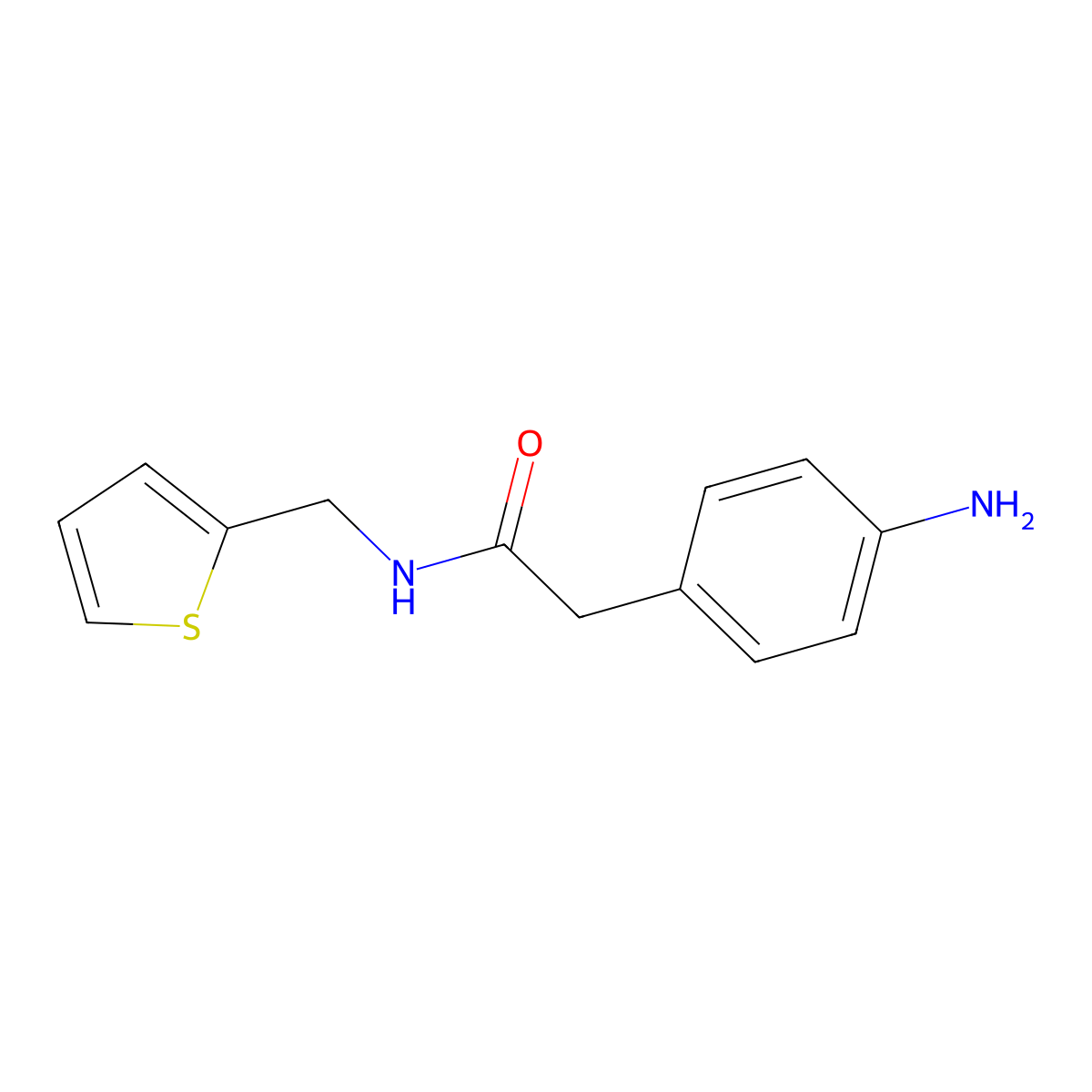 2-(4-aminophenyl)-N-(thiophen-2-ylmethyl)acetamide molecular structure, CAS 1099661-02-5