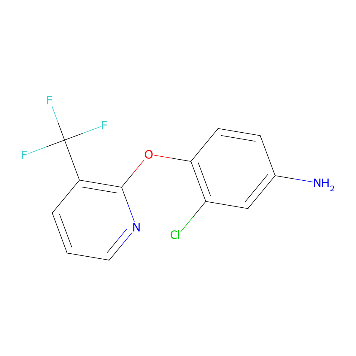 3-Chloro-4-{[3-(trifluoromethyl)pyridin-2-yl]oxy}aniline molecular structure, CAS 1099669-15-4