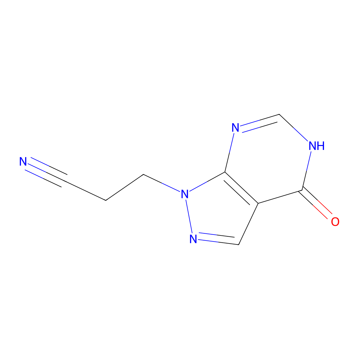 3-{4-oxo-1H,4H,5H-pyrazolo[3,4-d]pyrimidin-1-yl}propanenitrile molecular structure, CAS 1099670-00-4