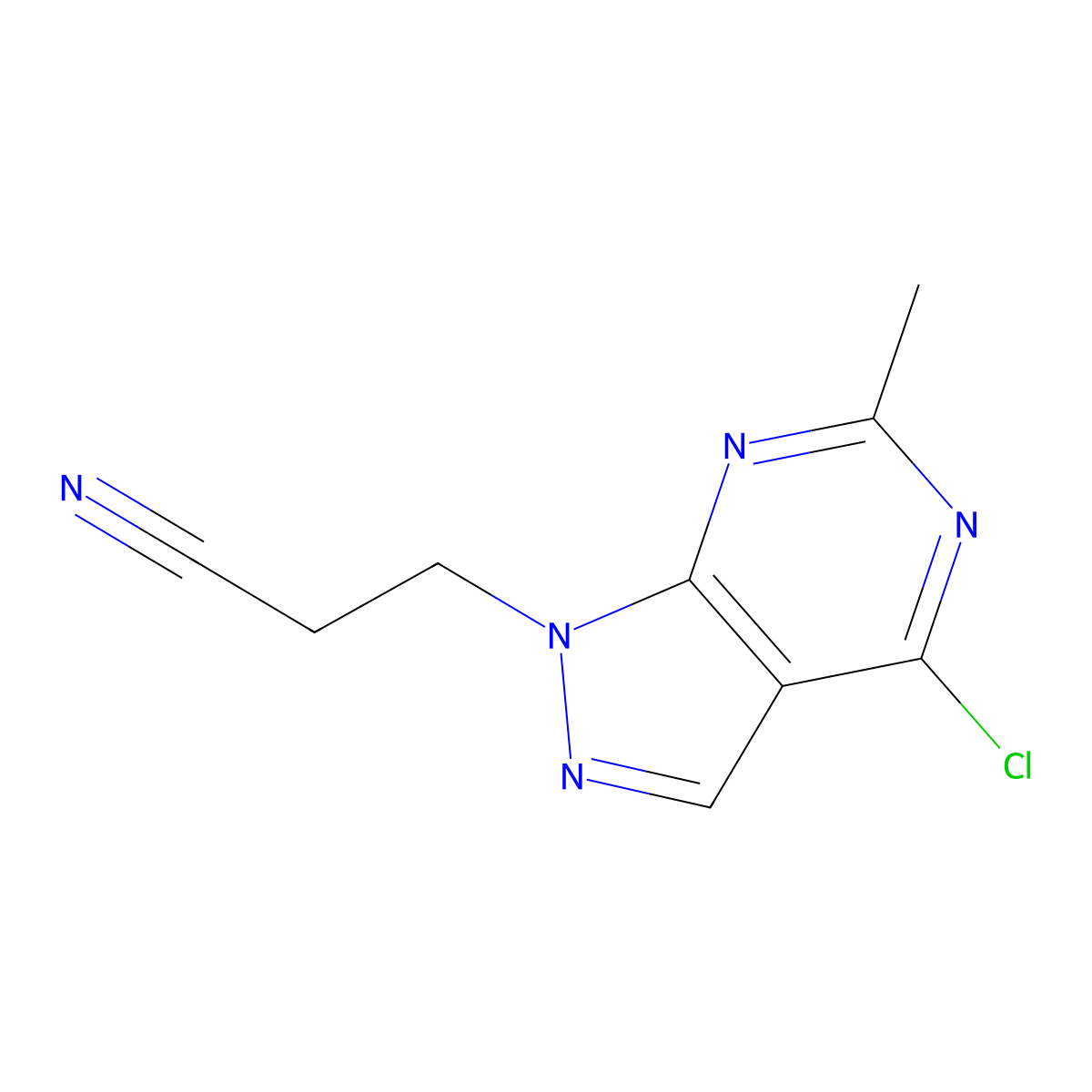 3-{4-chloro-6-methyl-1H-pyrazolo[3,4-d]pyrimidin-1-yl}propanenitrile molecular structure, CAS 1099670-01-5