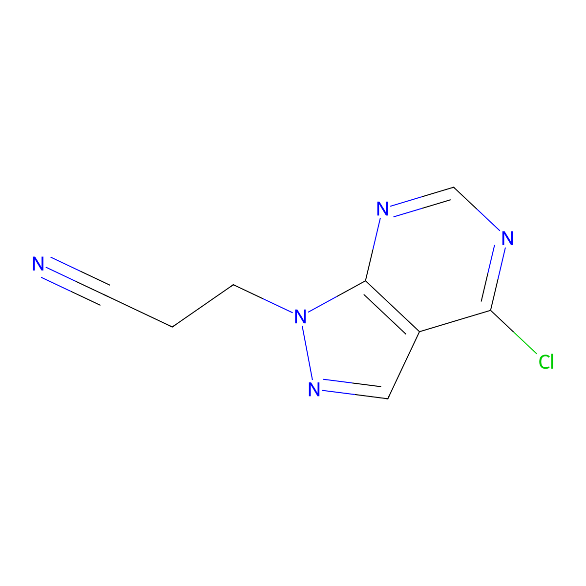 3-{4-chloro-1H-pyrazolo[3,4-d]pyrimidin-1-yl}propanenitrile molecular structure, CAS 1099670-02-6