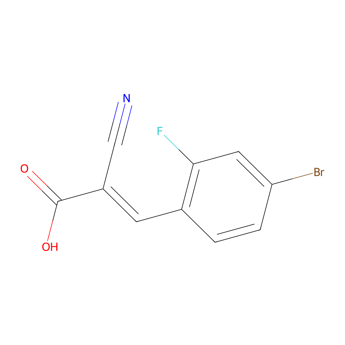 (2E)-3-(4-Bromo-2-fluorophenyl)-2-cyanoprop-2-enoic acid molecular structure, CAS 1099670-06-0