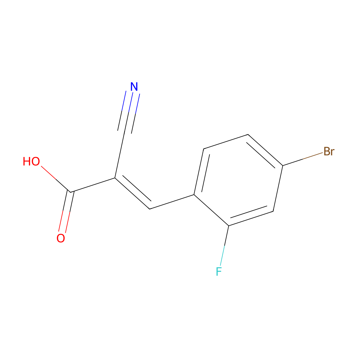 (2E)-3-(4-Bromo-2-fluorophenyl)-2-cyanoprop-2-enoic acid molecular structure, CAS 1099670-06-0